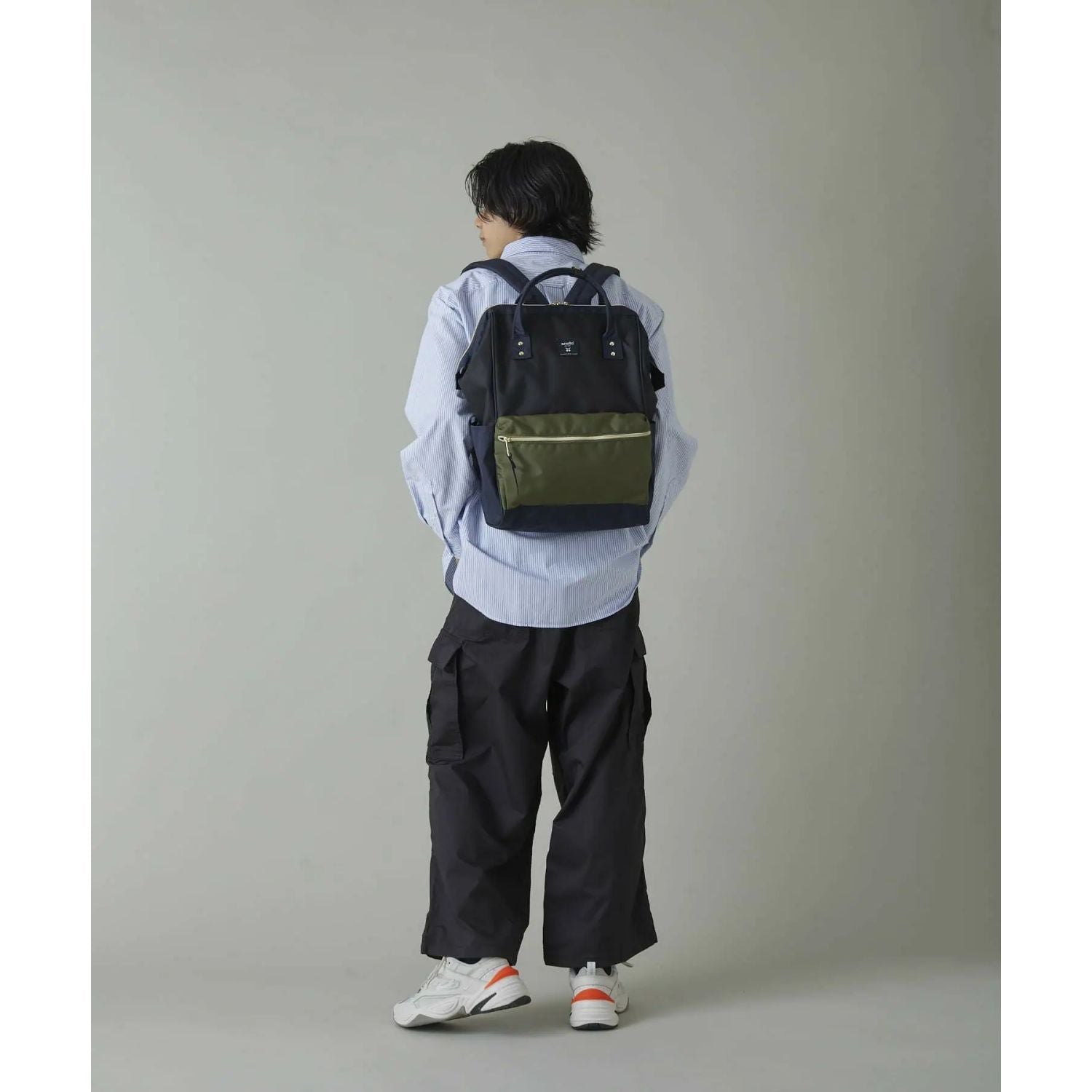 Anello Cross Bottle Kuchigane Backpack L (Grey/Greybeige/Black)