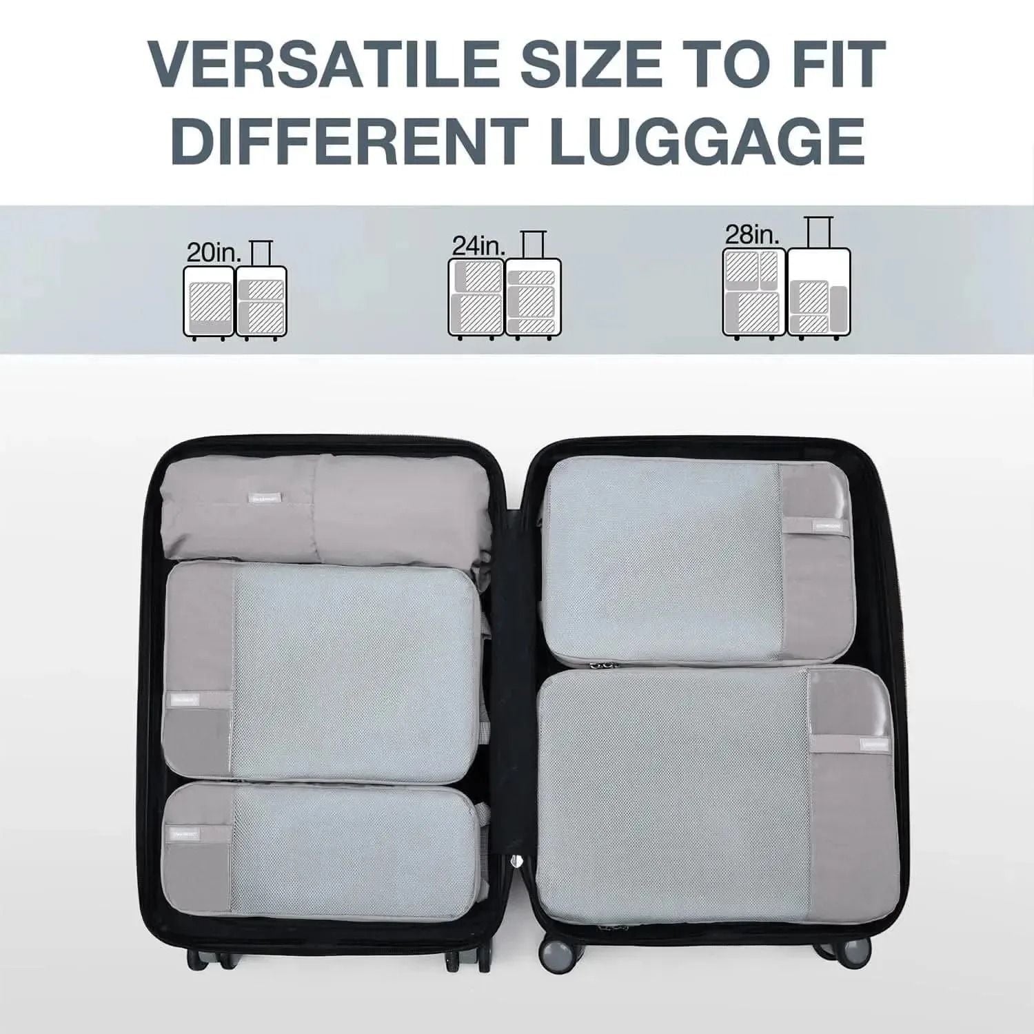 Bagsmart 6-In-1 Compression Packing Cubes (Grey)