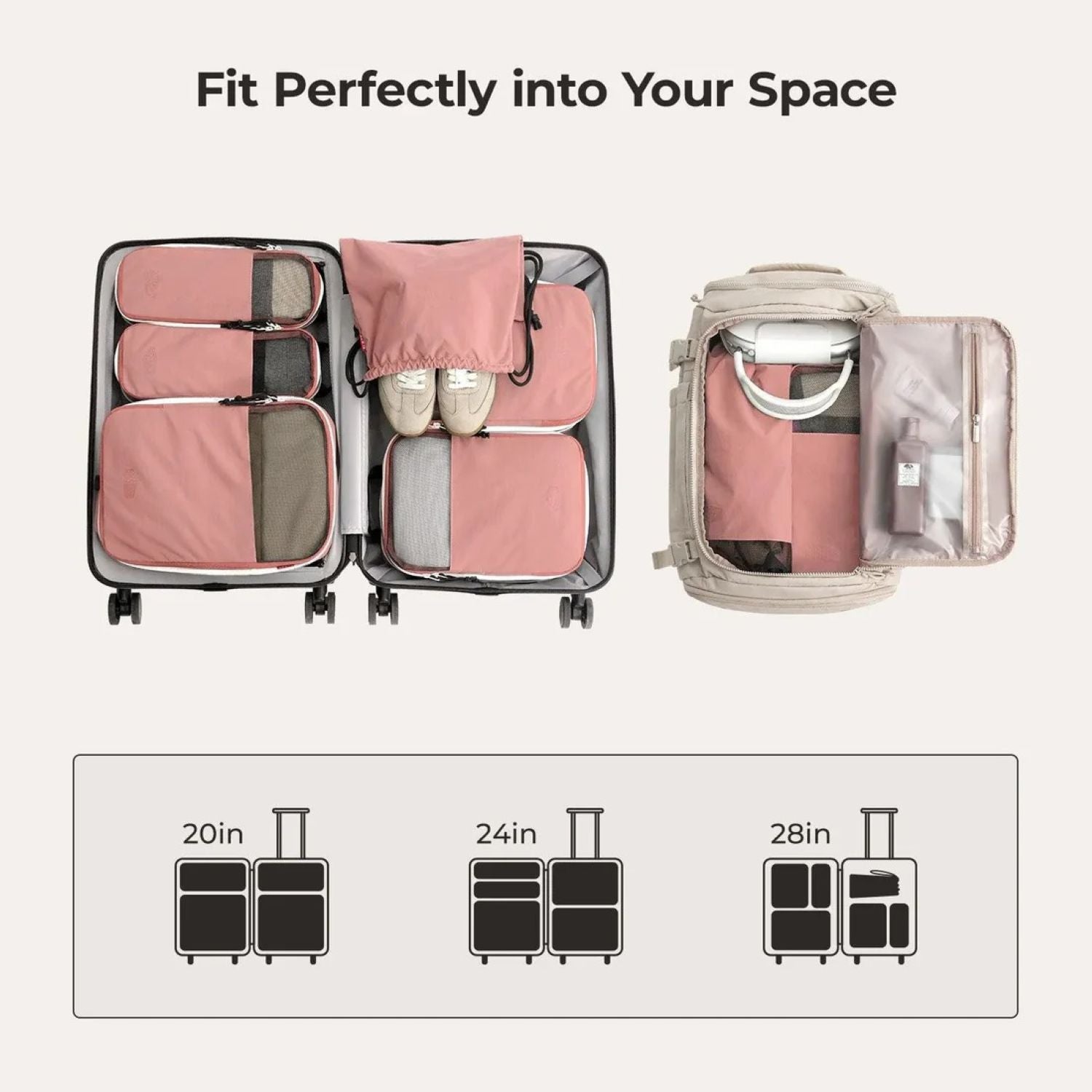 Bagsmart Blast 6-In-1 Compression Packing Cubes (Rose Dawn)