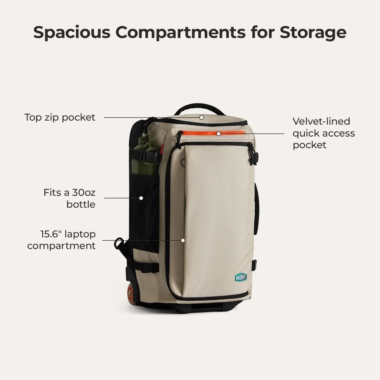 Bagsmart Blast Roller Backpack 43L (Oyster)