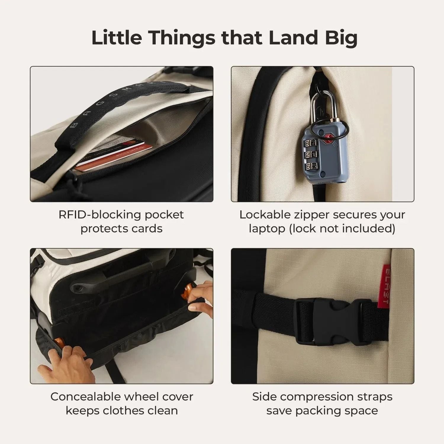 Bagsmart Blast Roller Backpack 43L (Oyster)