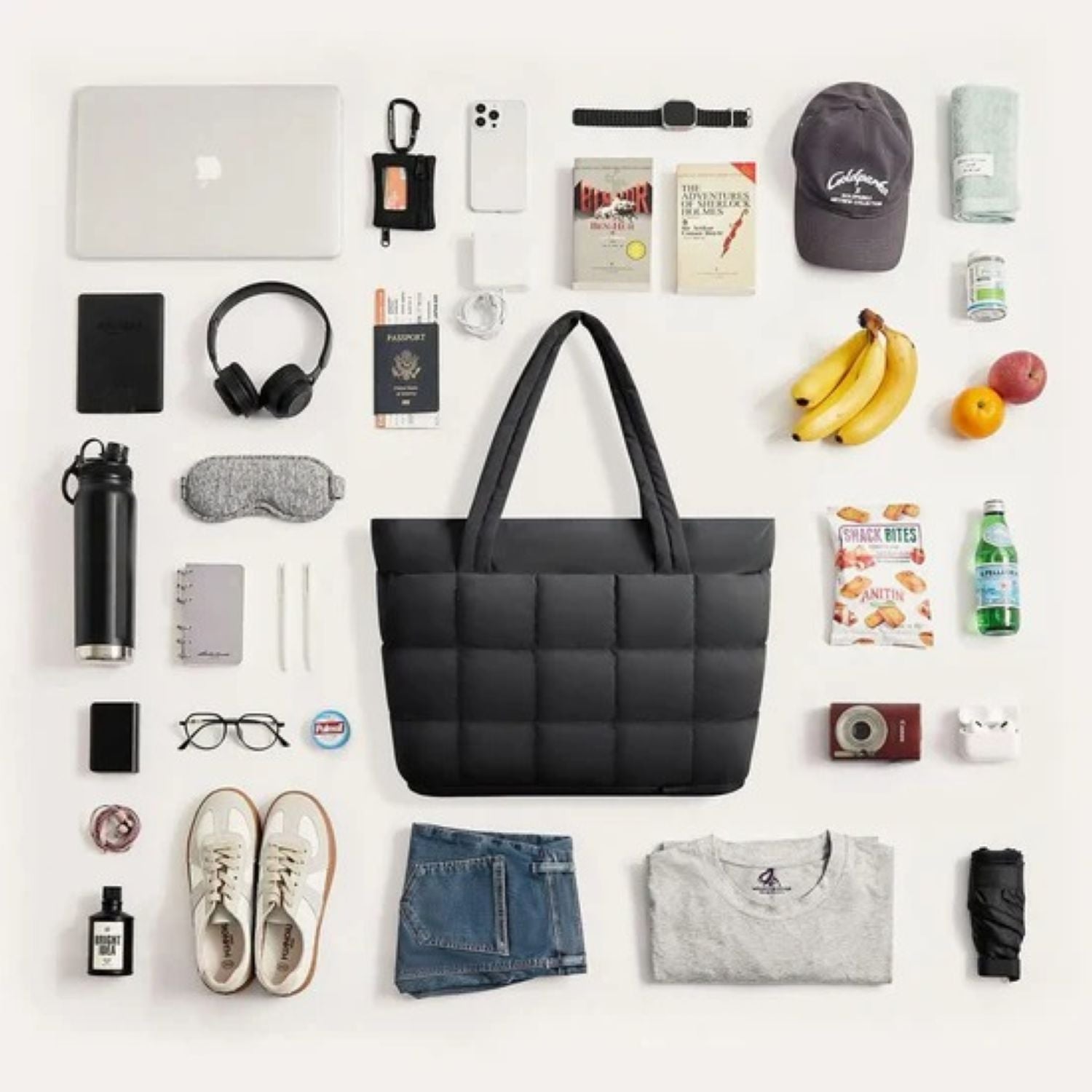 Bagsmart Bubble Puffer Tote 22L - 28L (Black)