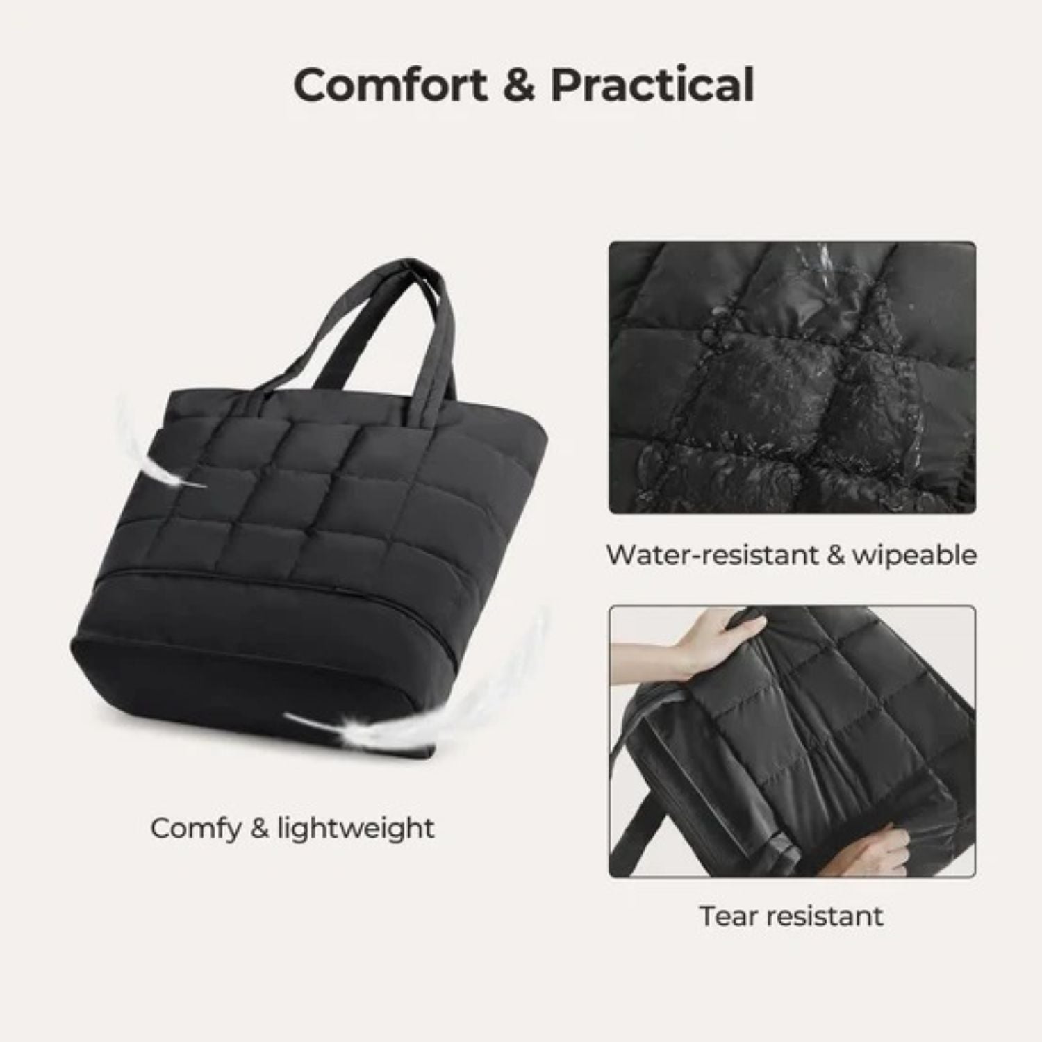 Bagsmart Bubble Puffer Tote 22L - 28L (Black)