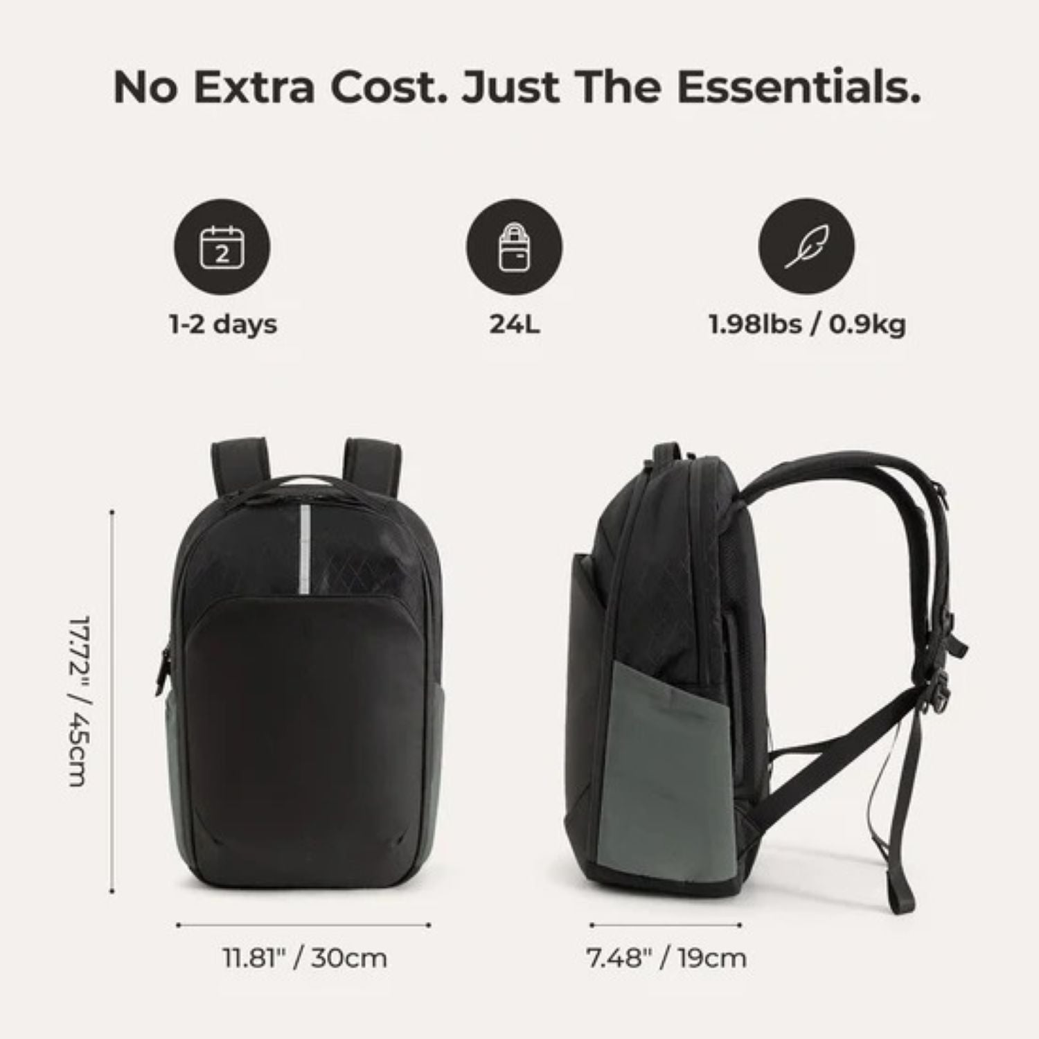 Bagsmart Dense City Commute Backpack 24L (Black)