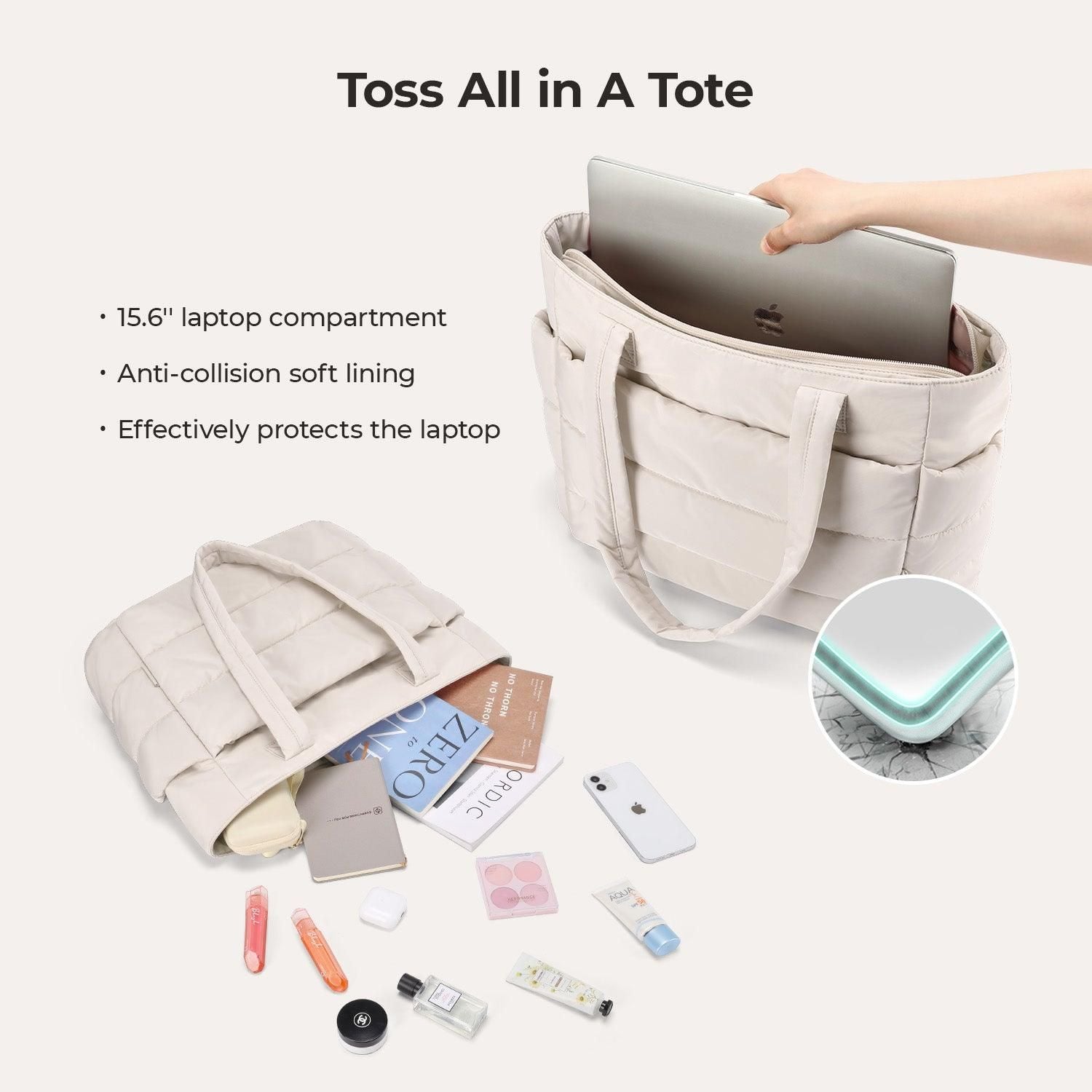 Bagsmart Zora Puffy Tote 20L (Beige)