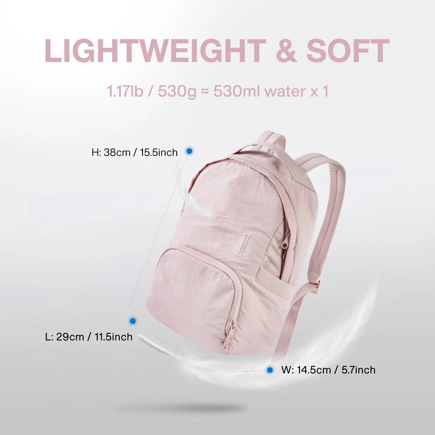 Bagsmart Zoraesque Feather Light Backpack 14L (Pink)