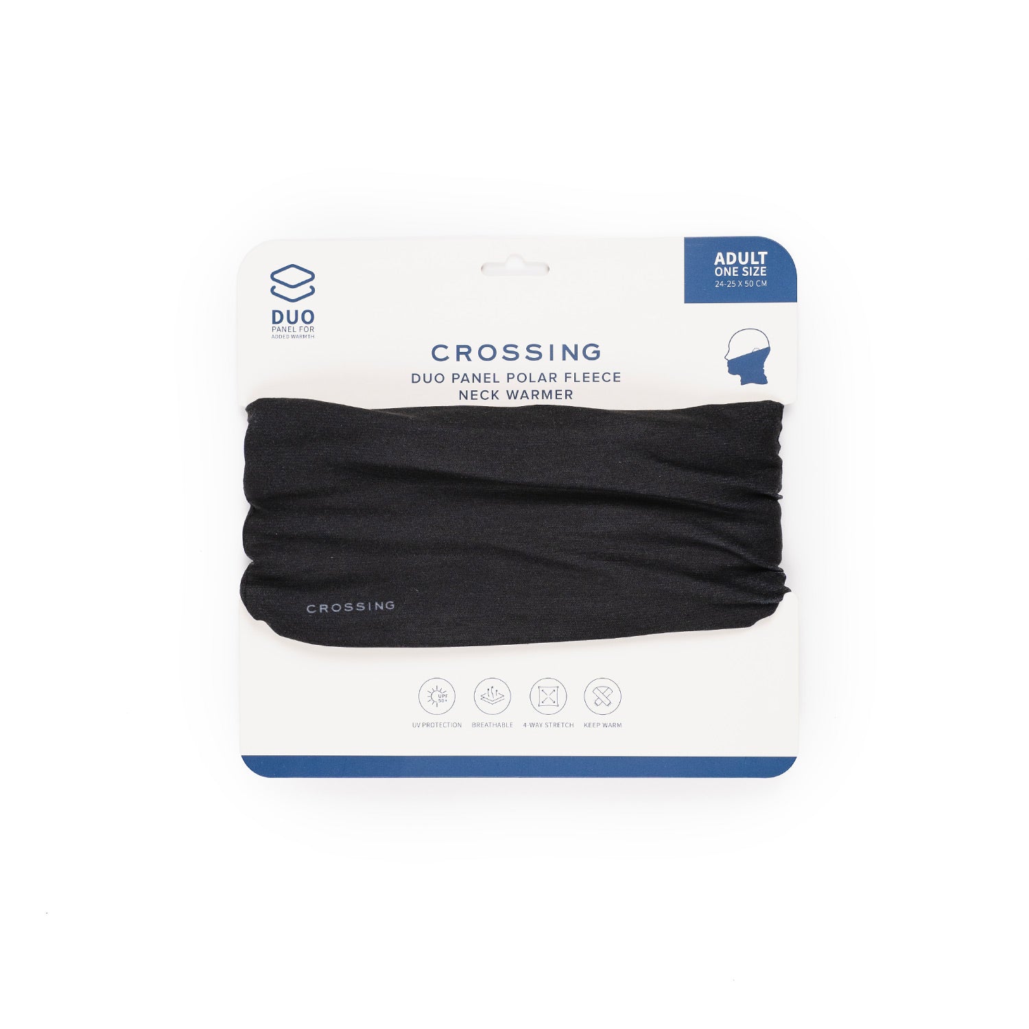 Crossing Duo Polar Fleece Neck Warmer UPF 50+ Sun Protection - Black