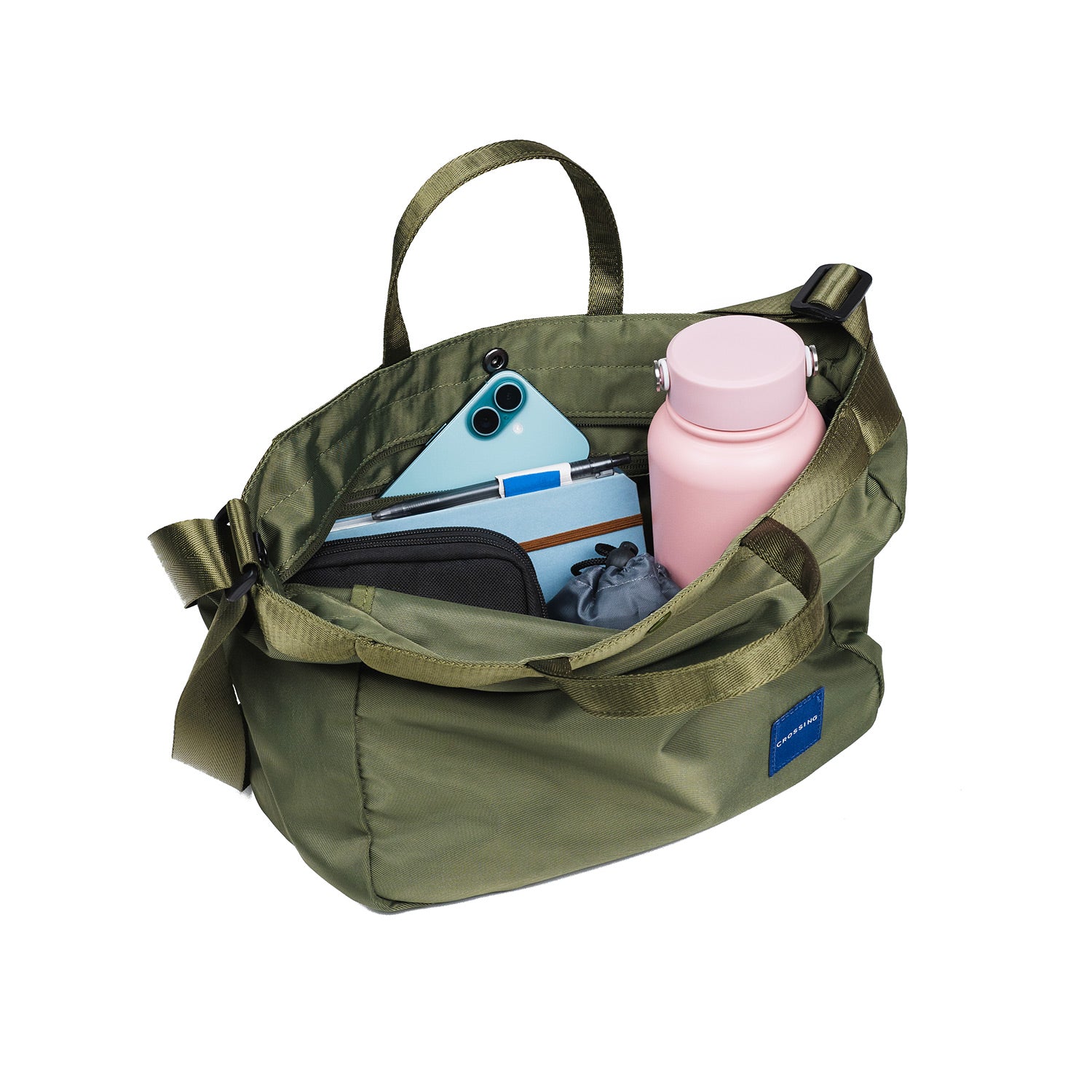 Crossing Hollis Anti-Theft RFID Dual Carry Crossbody Bag - Olive