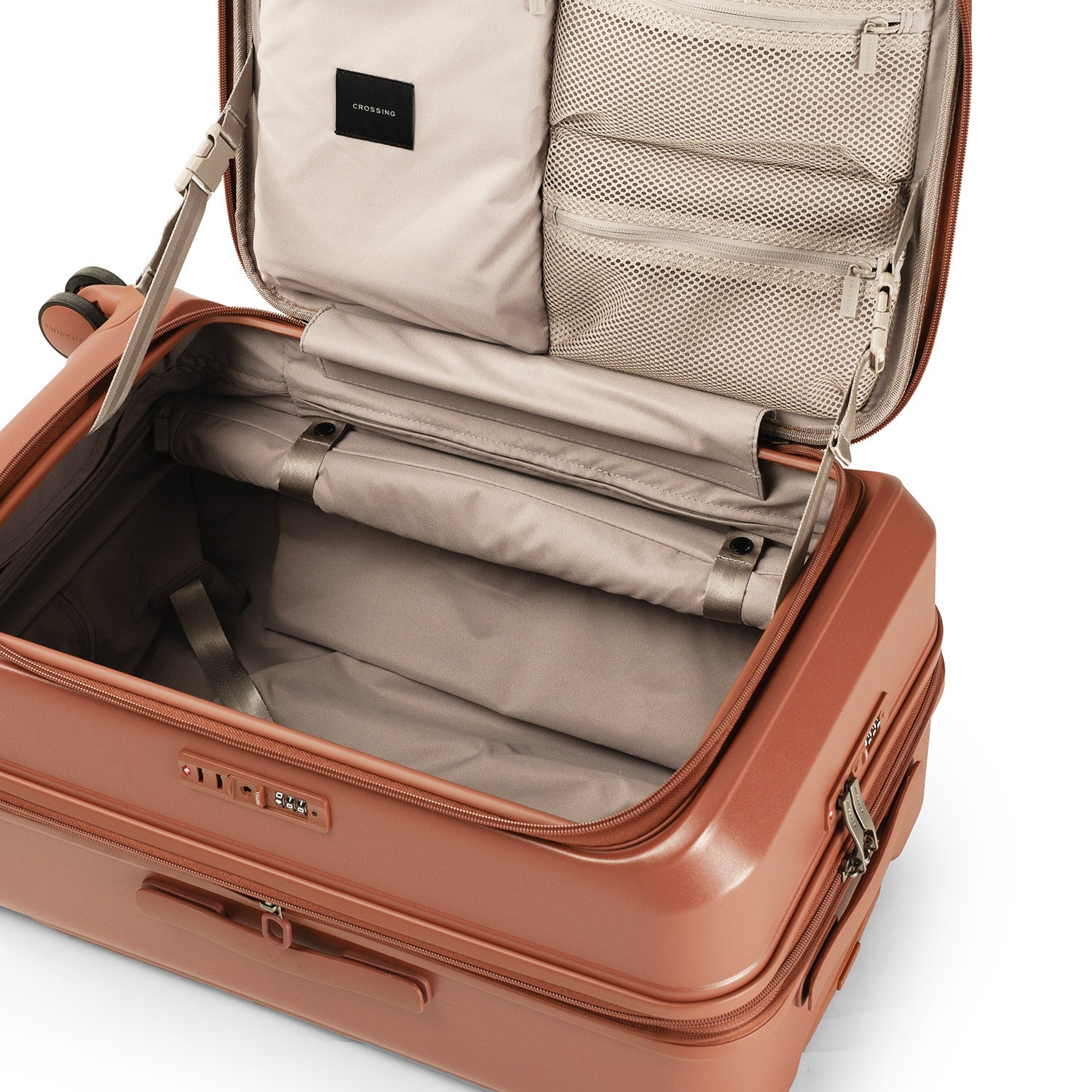 CROSSING INVI TRUNK 26" Medium Expandable Luggage With Front & Middle Access - Brick