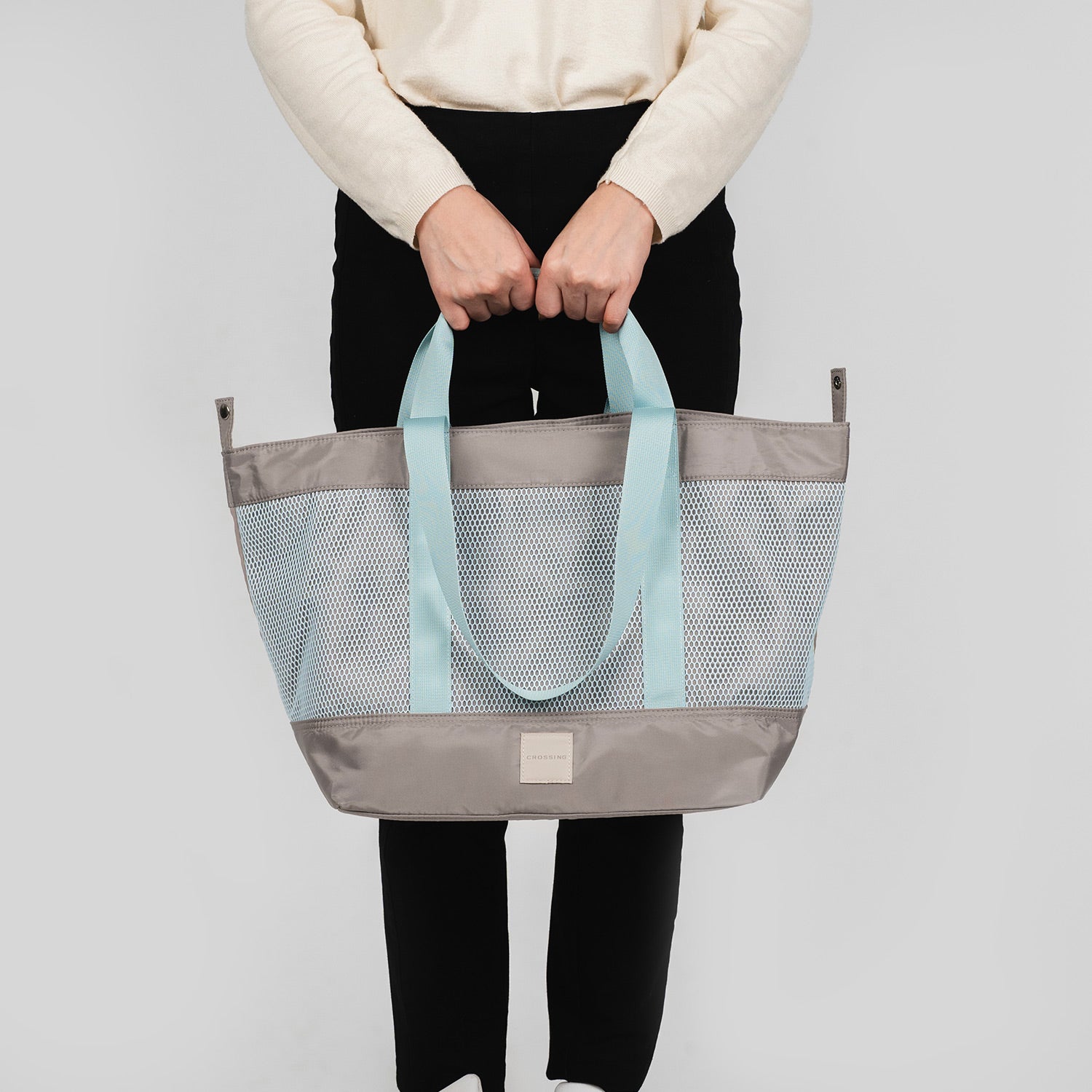 Crossing Meg Dual Carry Mesh Tote Bag - Grey/Light Blue