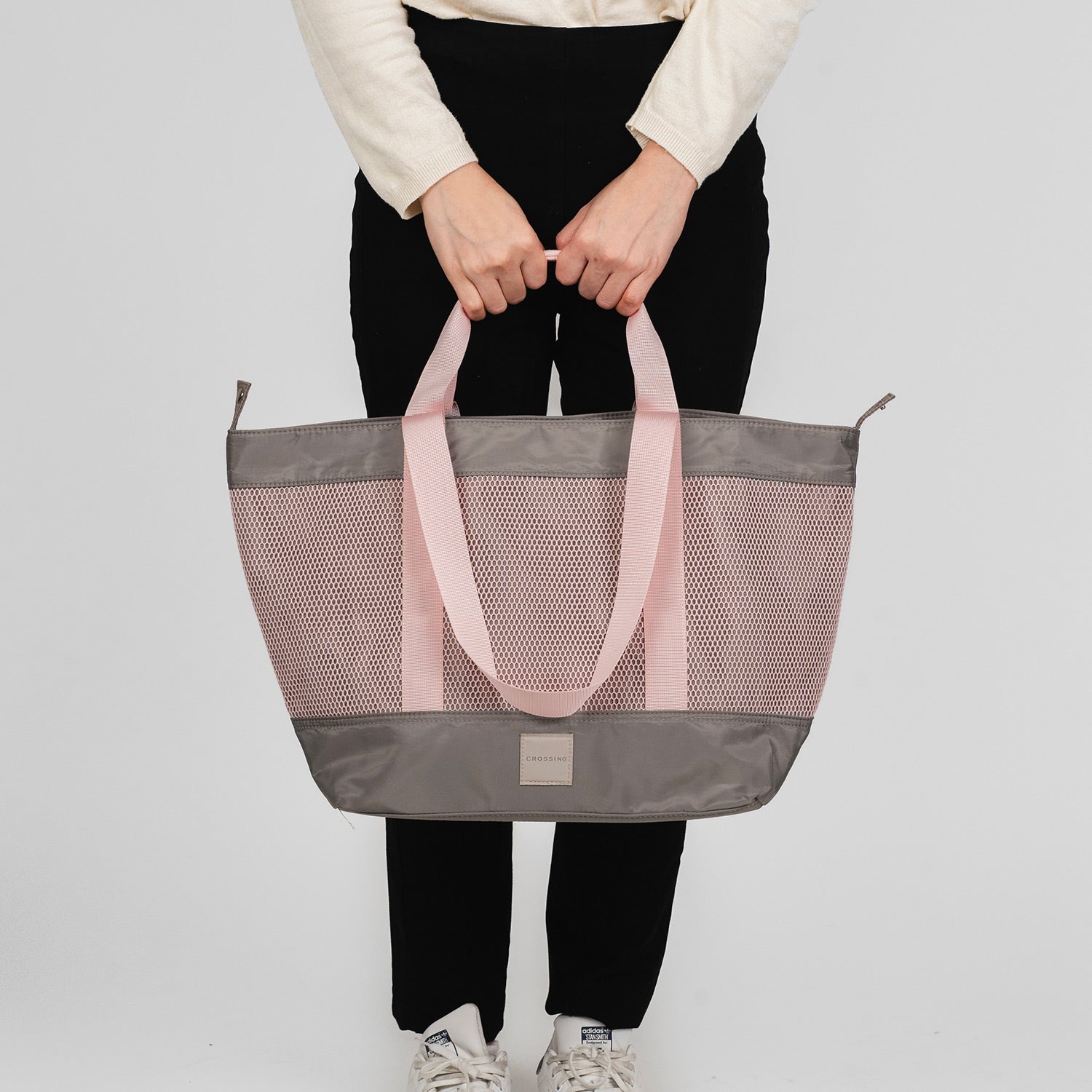 Crossing Meg Dual Carry Mesh Tote Bag - Grey/Pink