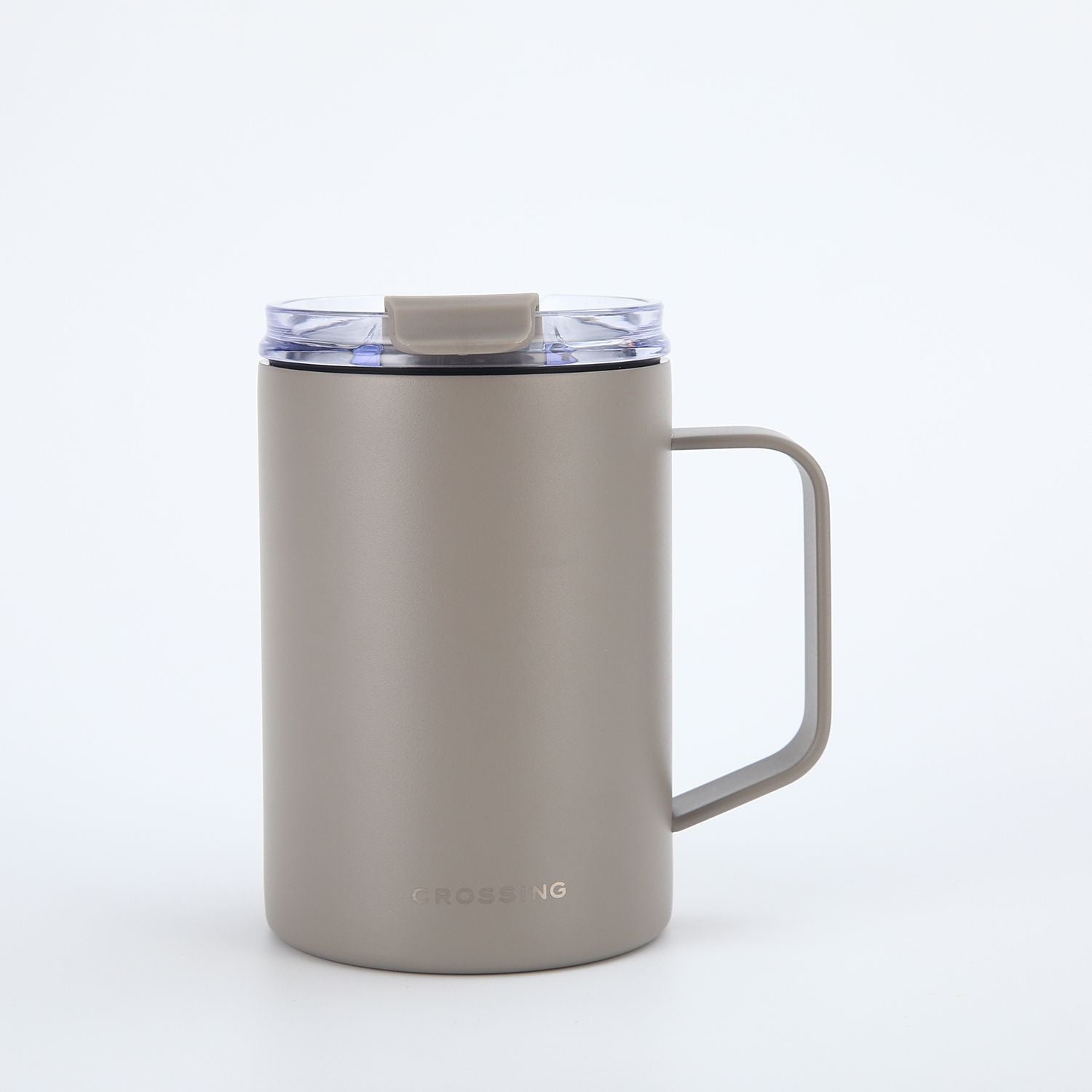 Crossing Neo Insulated S/S Leakproof Ceramic Mug W Handle And Lid 400ml - Latte (Light Grey)