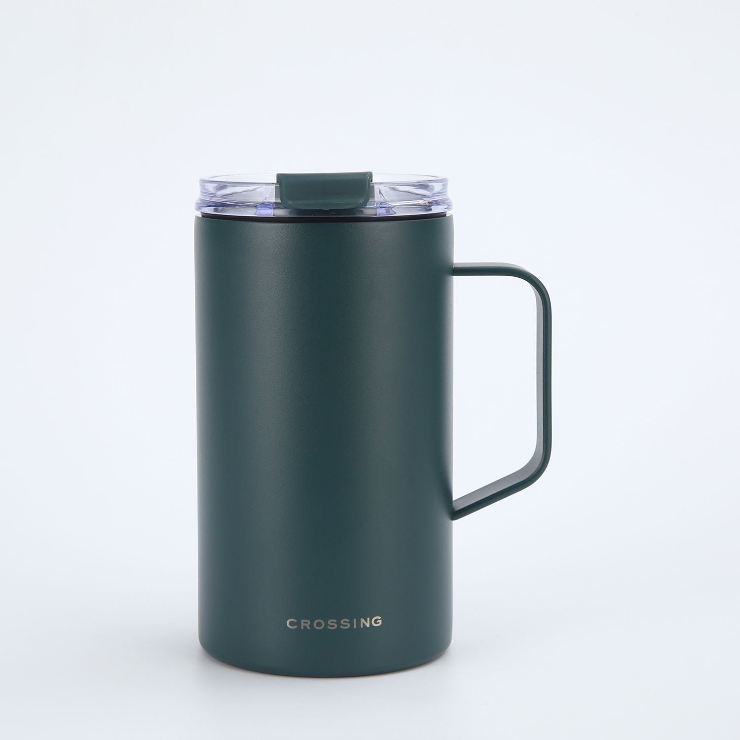 Crossing Neo Insulated S/S Leakproof Ceramic Mug W Handle And Lid 500ml - Squash (Dark Green)