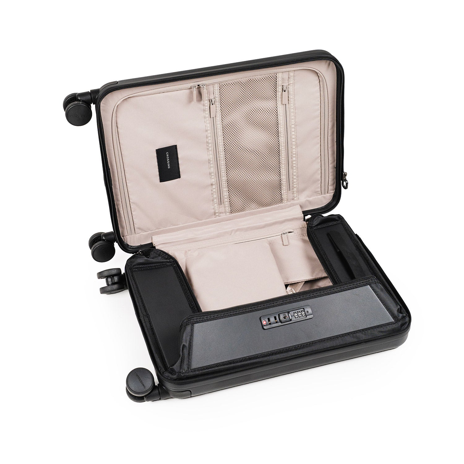 Crossing Ori Collapsible Polycarbonate Carry On 20" Luggage - Black