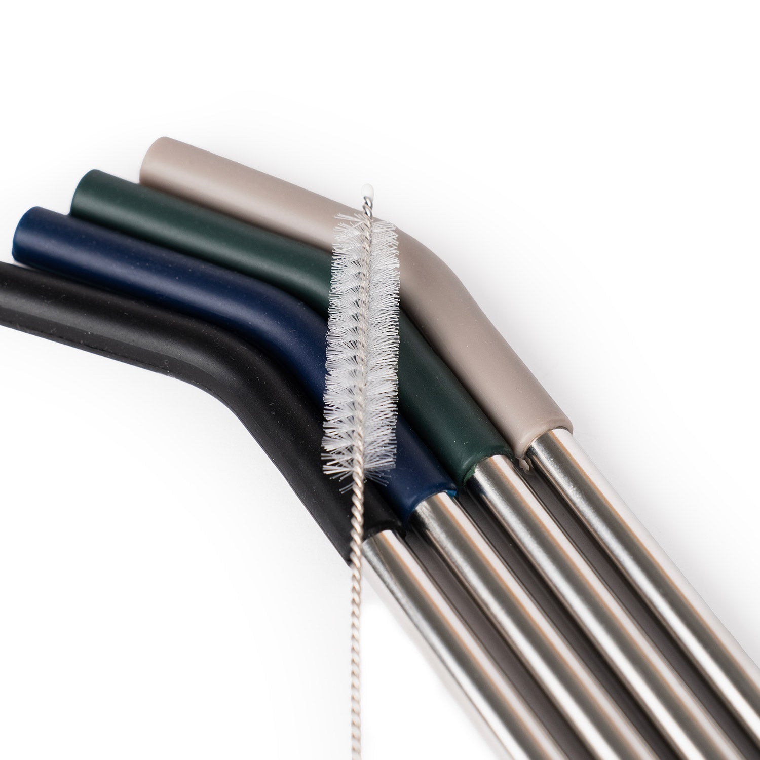 Crossing Reusable Stainless Steel Straw 4-Pc Set - Black/Squash/Ink Blue/ Latte