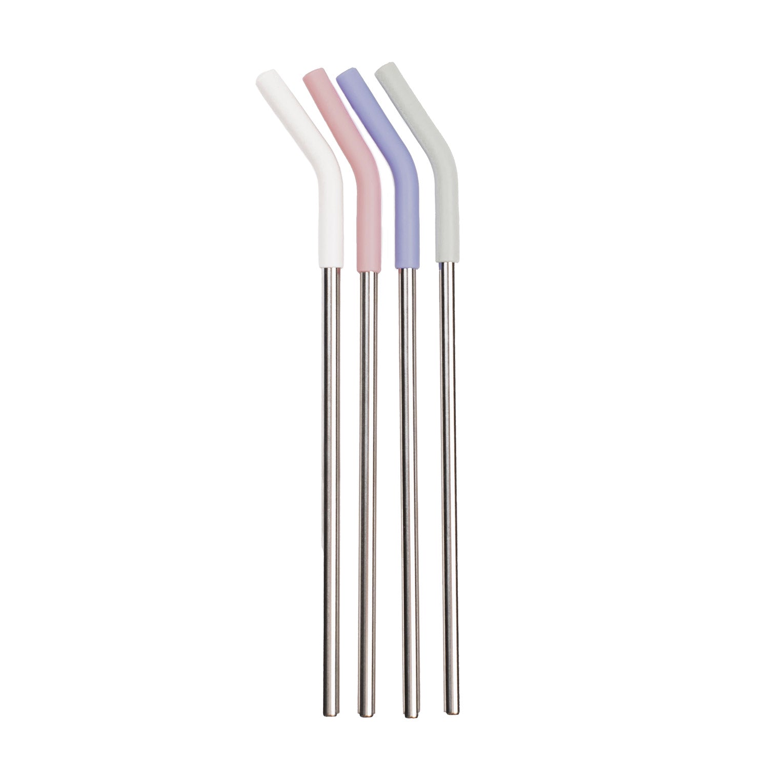Crossing Reusable Stainless Steel Straw 4-Pc Set - Cotton/Dusty Rose/Heirloom Blue/Pistachio