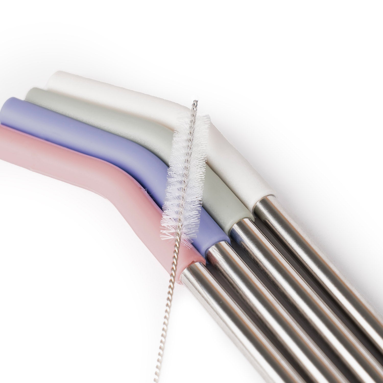 Crossing Reusable Stainless Steel Straw 4-Pc Set - Cotton/Dusty Rose/Heirloom Blue/Pistachio