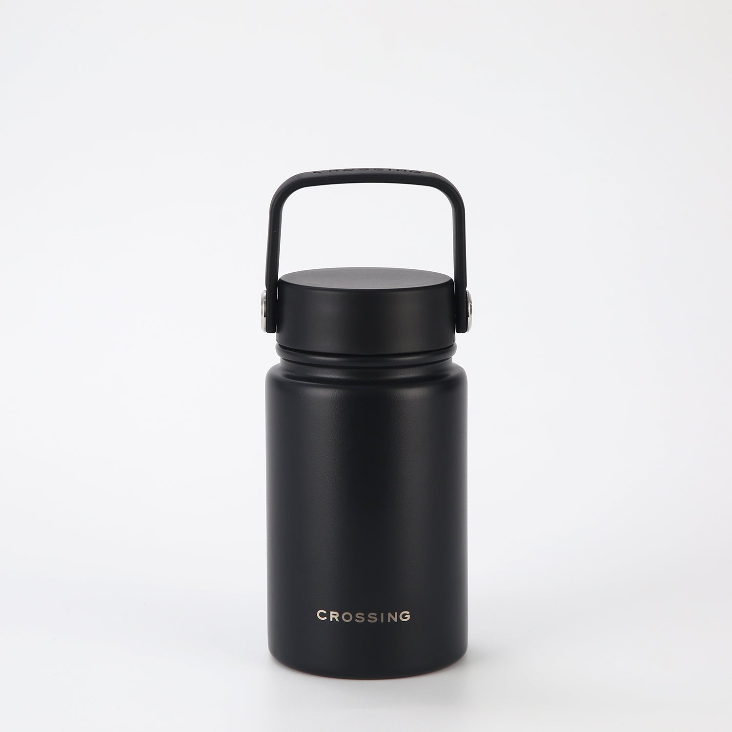 Crossing Urban Ceramic S/S Insulated Flat Cap Bottle With Handle 400ml - Ebony (Black)