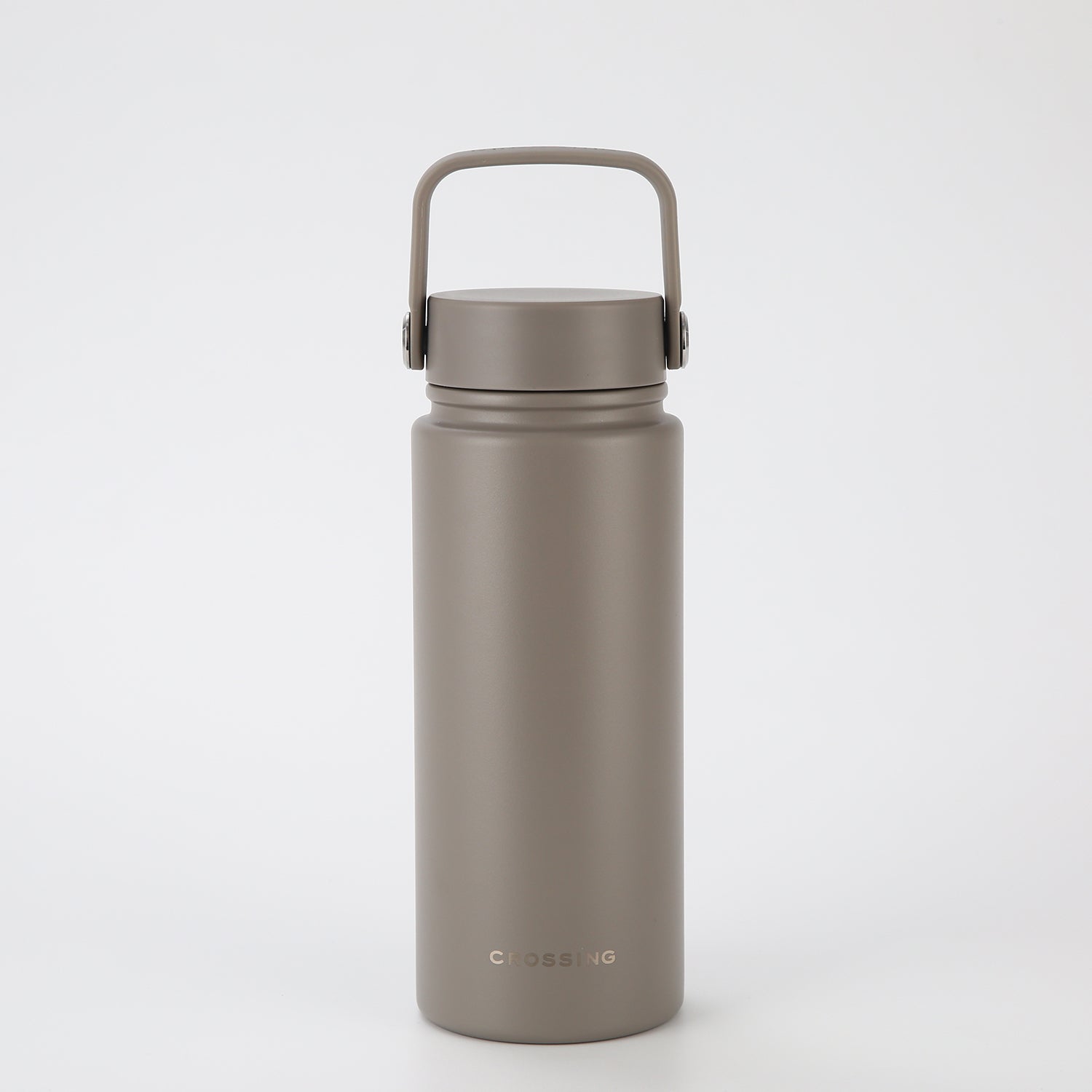 Crossing Urban Ceramic S/S Insulated Flat Cap Bottle With Handle 600ml - Latte (Light Grey)