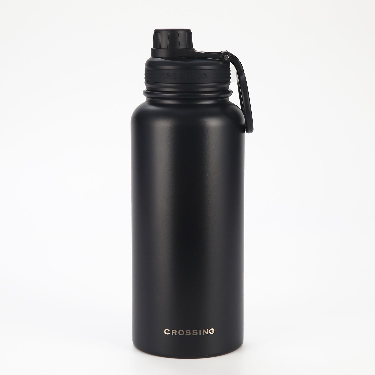 Crossing Urban Ceramic S/S Insulated Screw Cap Sports Bottle With Handle 1000ml - Ebony (Black)