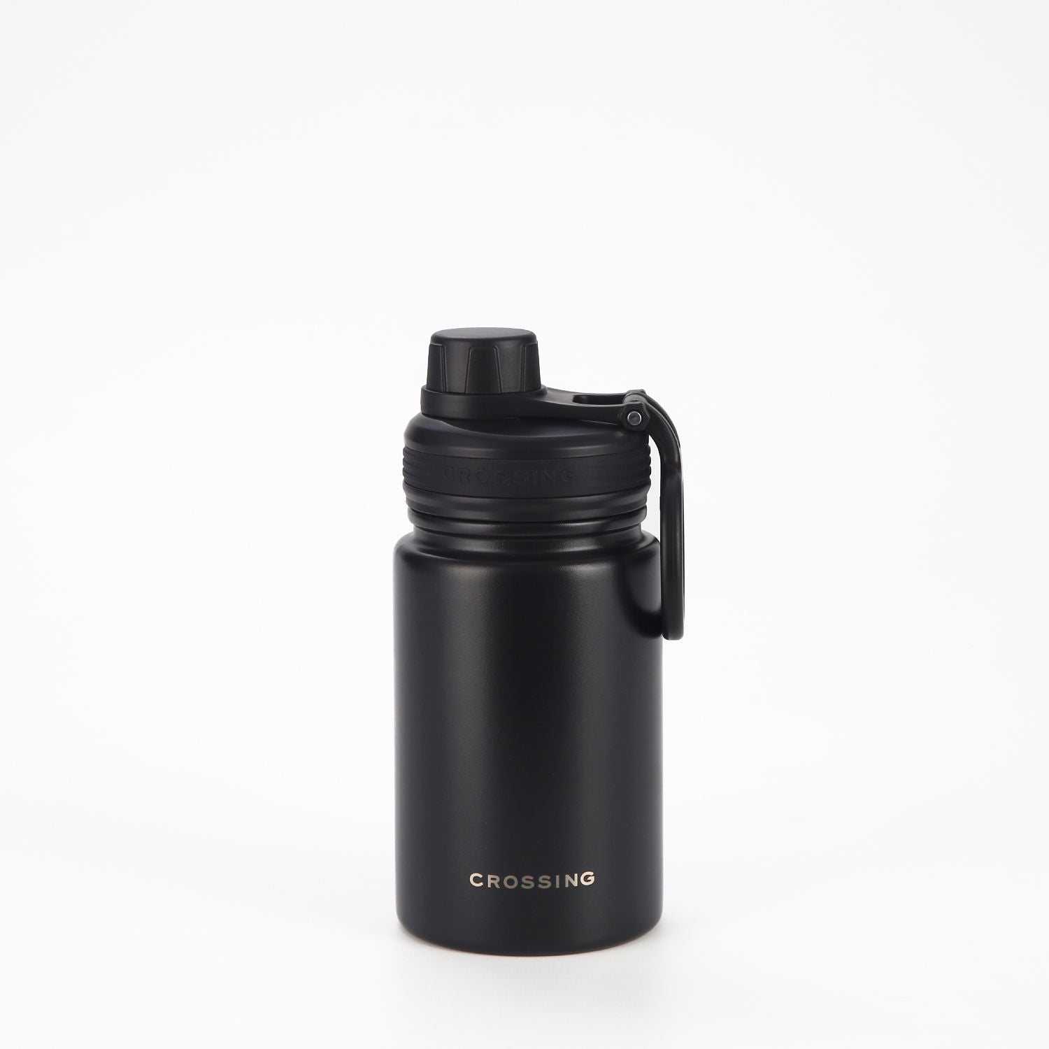 Crossing Urban Ceramic S/S Insulated Screw Cap Sports Bottle With Handle 400ml - Ebony (Black)