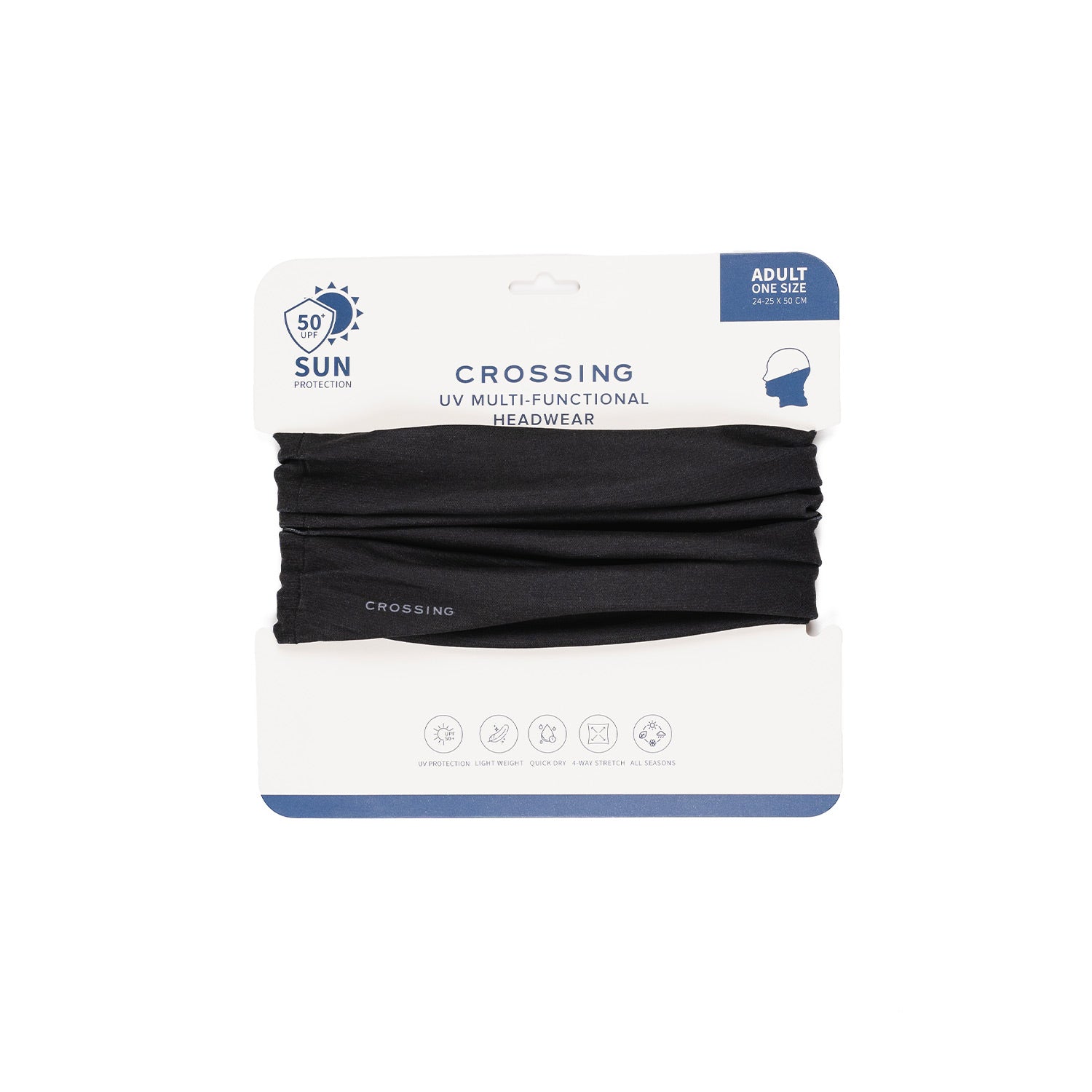 Crossing UV Multi-Functional Headwear UPF 50+ Sun Protection - Black