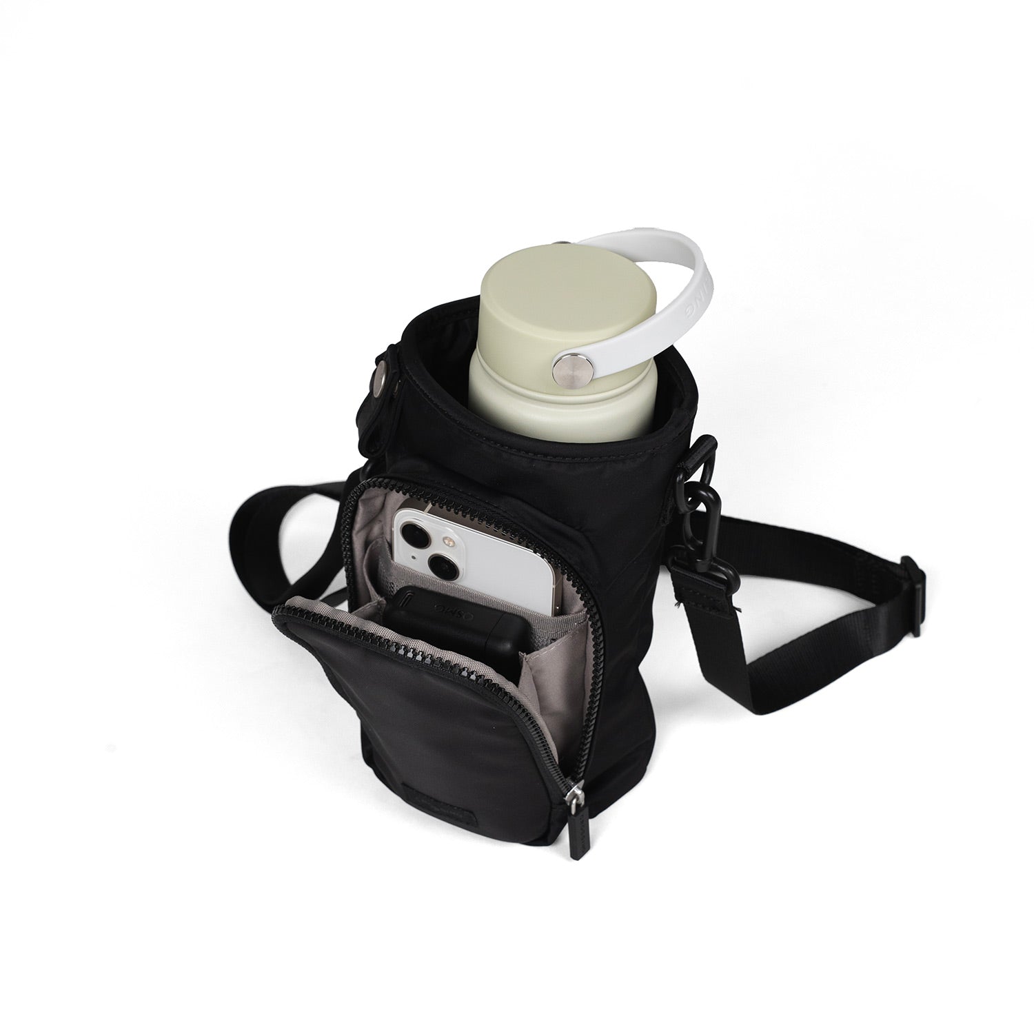 Crossing Water Bottle Crossbody Bag With Front Pocket 2L - Black