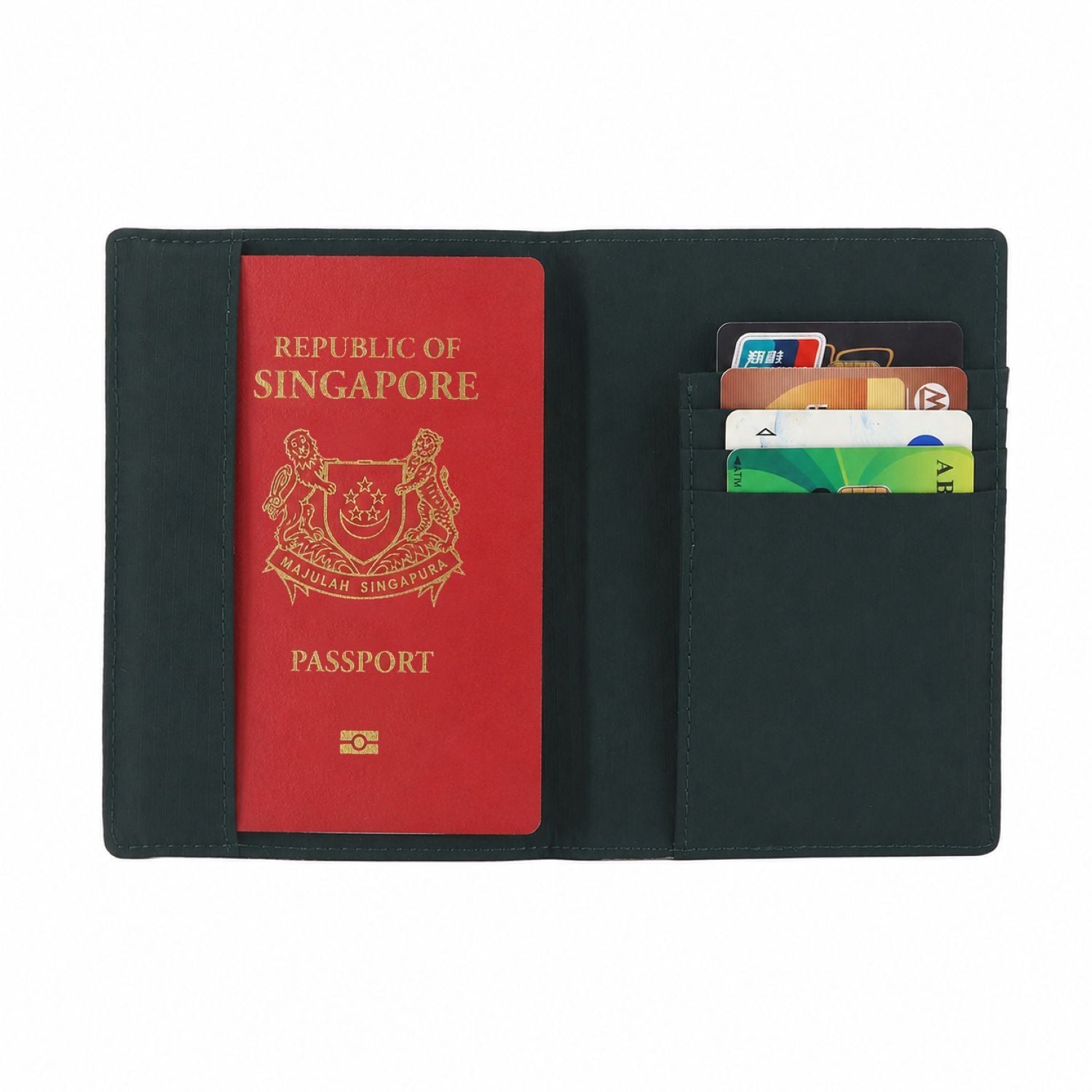 Crossing Waterproof Checked Nylon Passport Cover RFID - Forest Green
