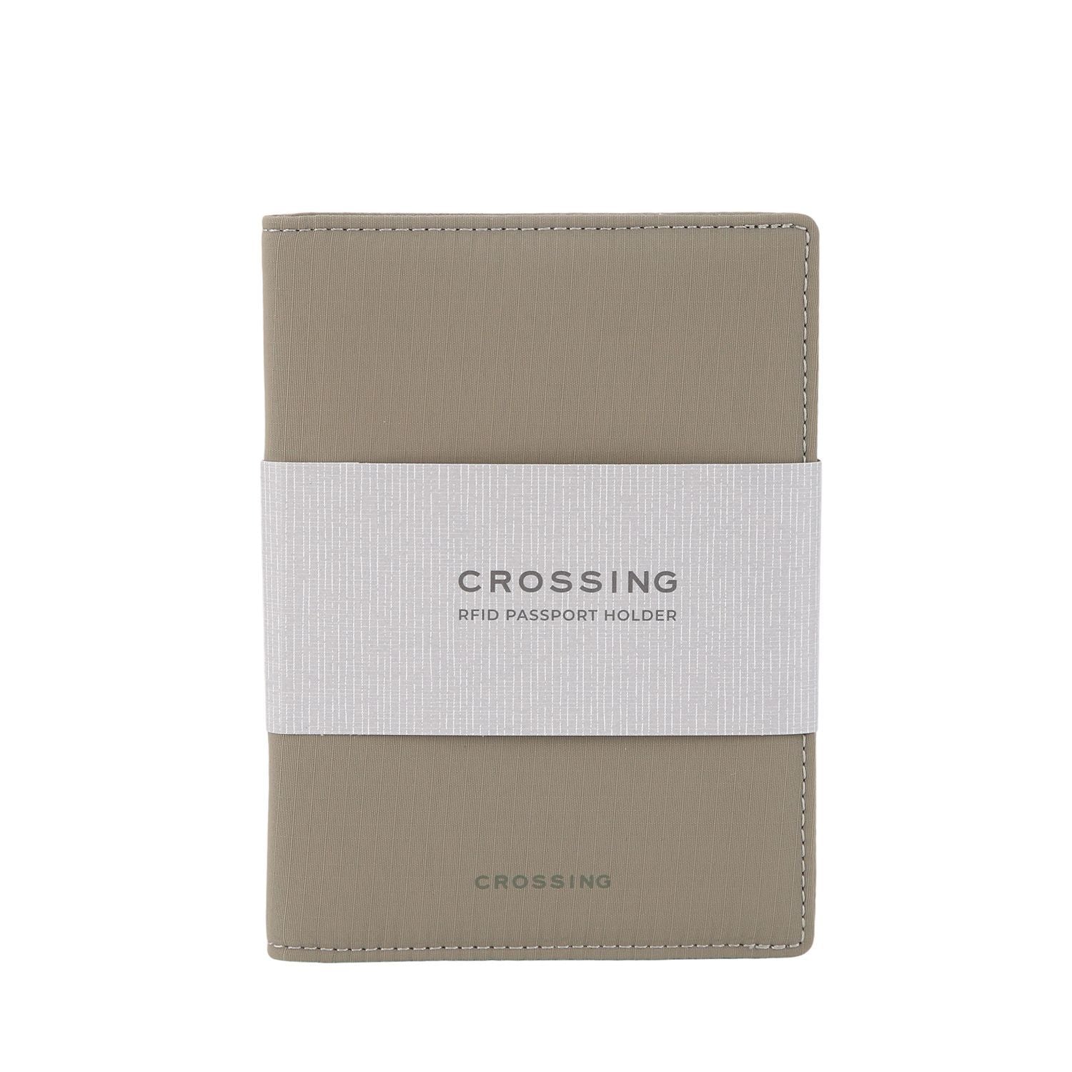 Crossing Waterproof Checked Nylon Passport Cover RFID - Grey