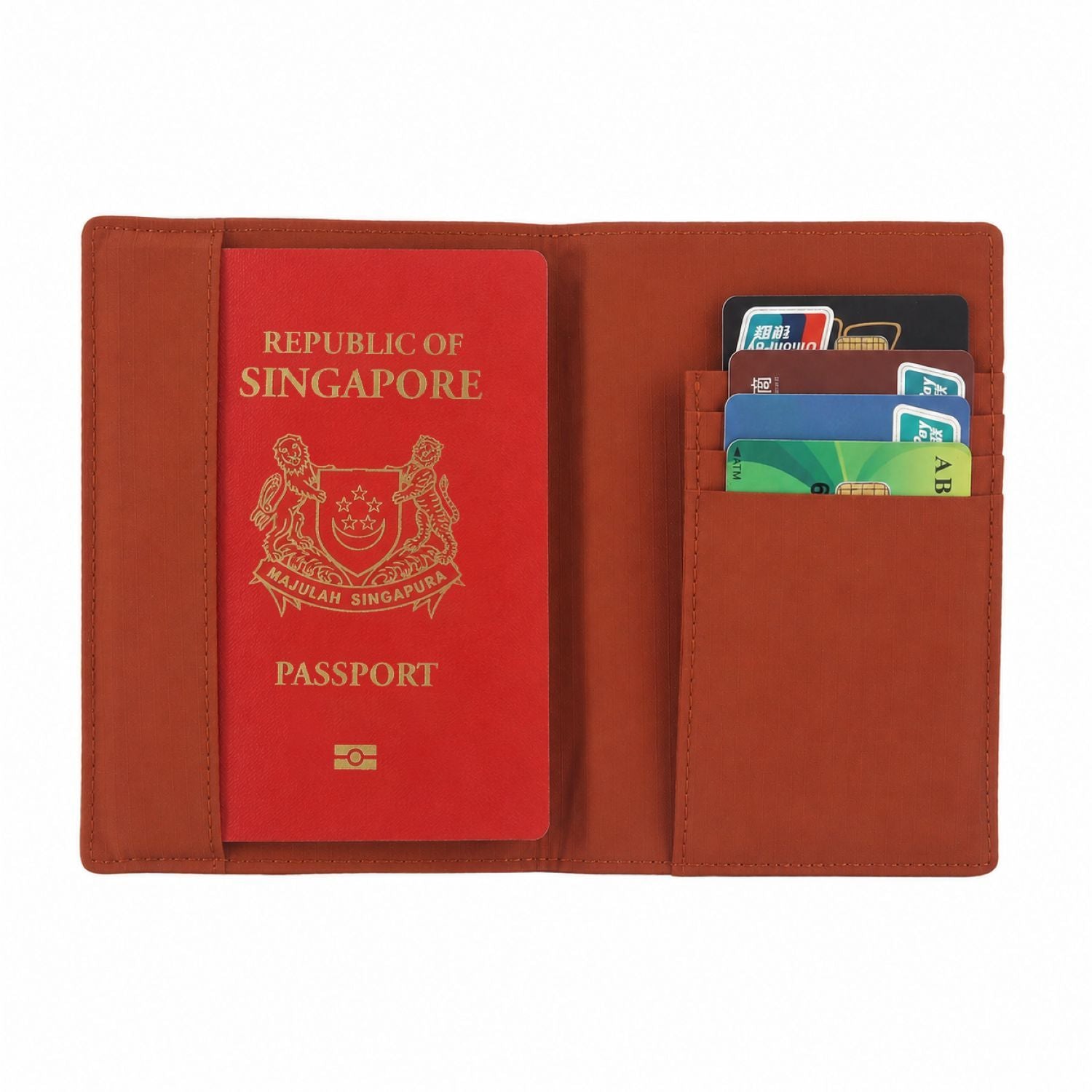 Crossing Waterproof Checked Nylon Passport Cover RFID - Rust