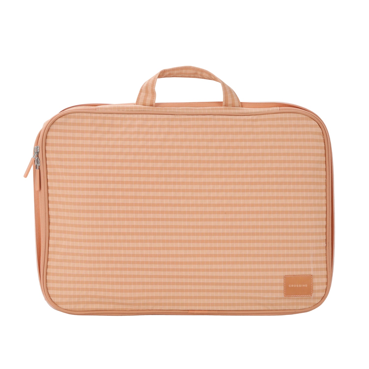 Crossing Waterproof Rayon Checked Compression Packing Cube Set (2-Piece Set) - Coral