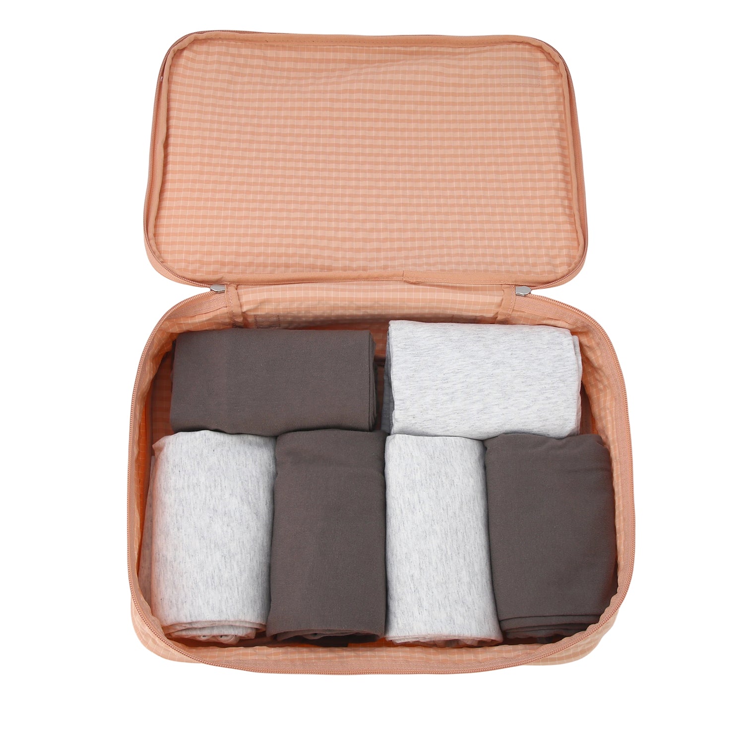 Crossing Waterproof Rayon Checked Packing Cube Set (2-Piece Set) - Coral