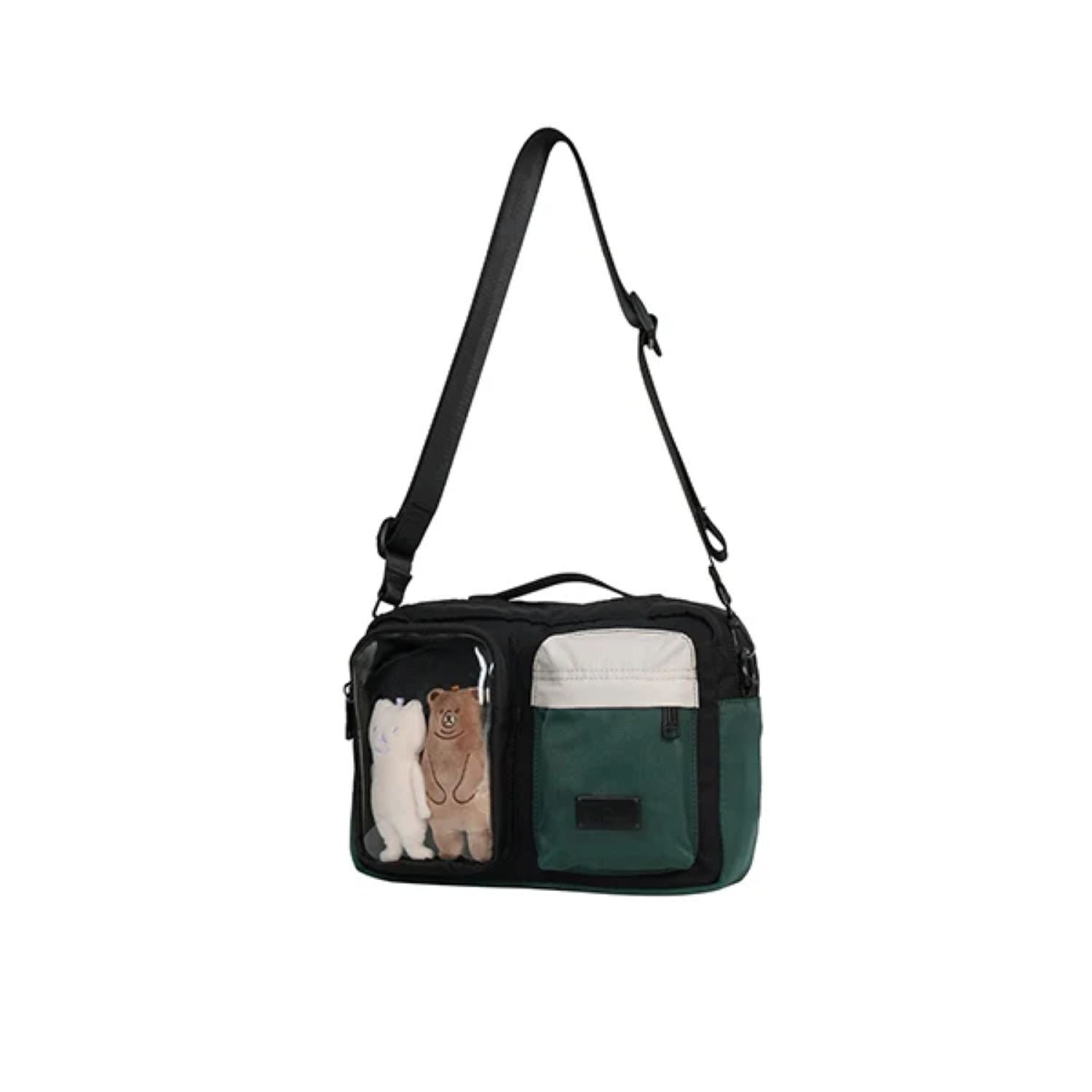 Doughnut Satchel Lucent Series Crossbody Bag - Black X Slate Green