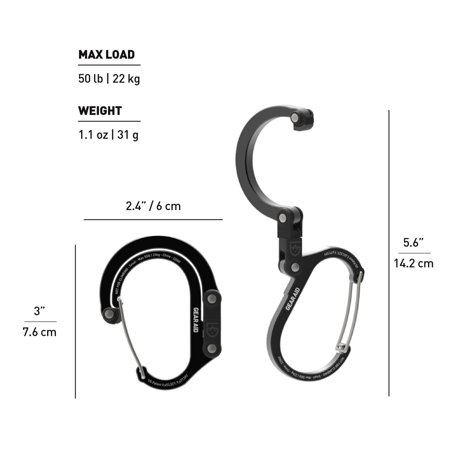 Heroclip Carabiner Small - Black & Blue