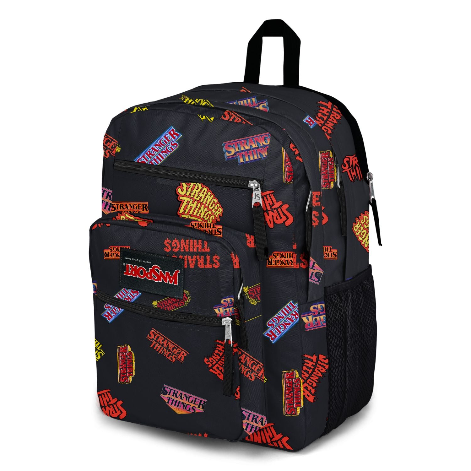 Jansport X Stranger Things Big Student Backpack - Logos (Black/Dk Blue/Red)