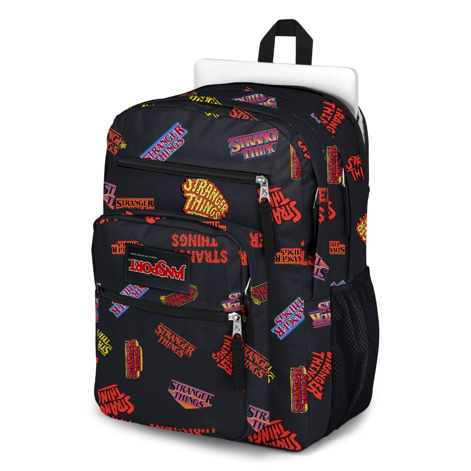 Jansport X Stranger Things Big Student Backpack - Logos (Black/Dk Blue/Red)