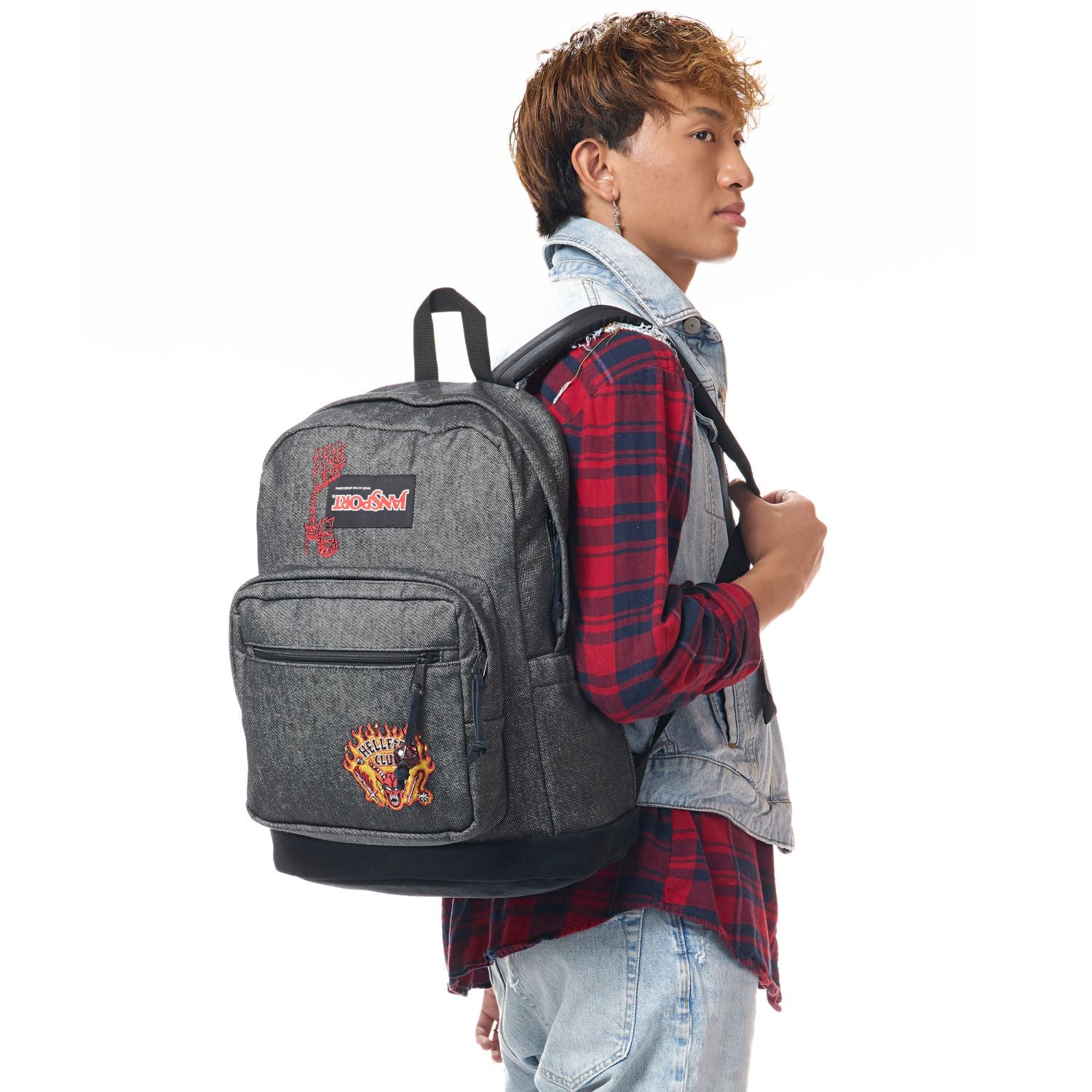 Jansport X Stranger Things Right Pack Backpack - Hellfire Denim (Black/Black/Black)
