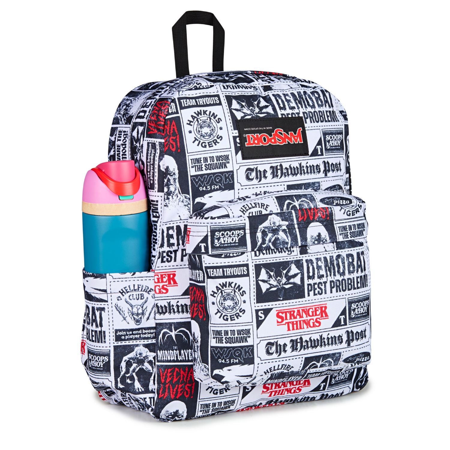 Jansport X Stranger Things Superbreak Plus Backpack - Hawkins Post (White/Black/Red)