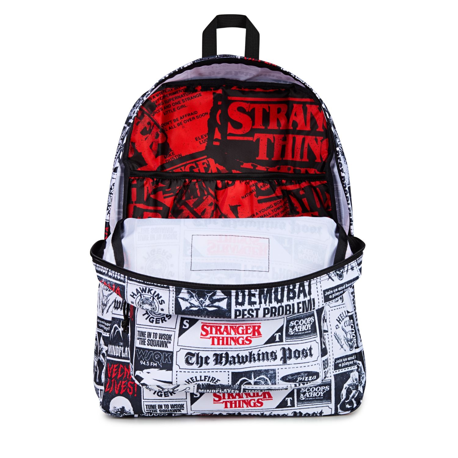 Jansport X Stranger Things Superbreak Plus Backpack - Hawkins Post (White/Black/Red)