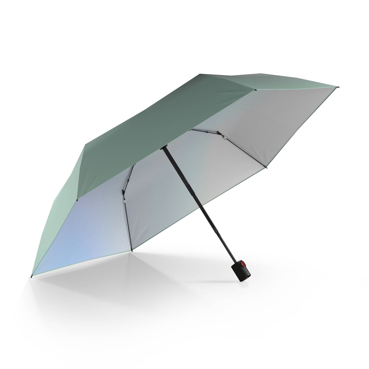 Knirps U.200 Ultralight Duomatic Umbrella (UV Protection) - Mint & Iridisent Heat Shield