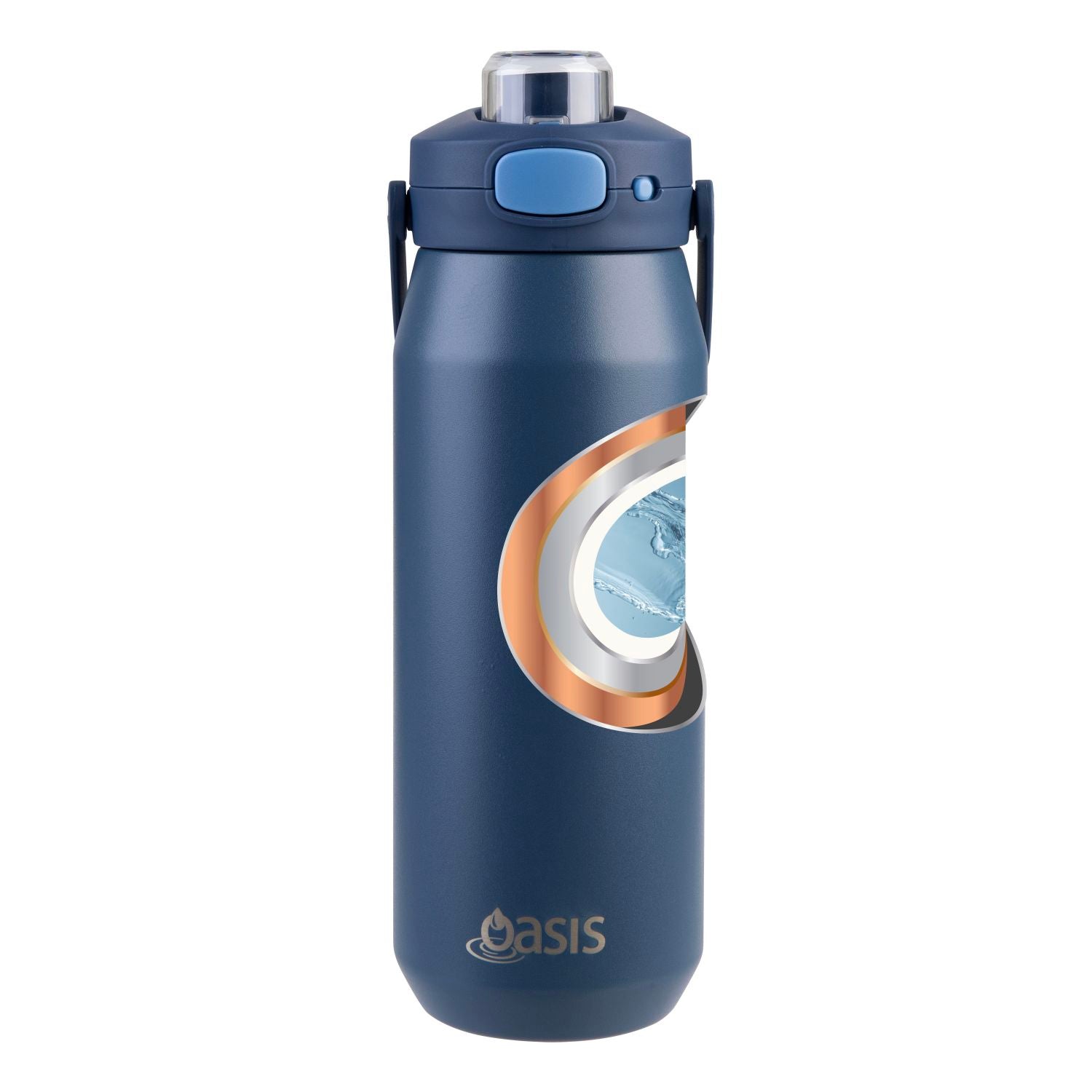 Oasis Ceramic S/S Triple Wall Capri Quick Release Drink Bottle 750ML - Indigo