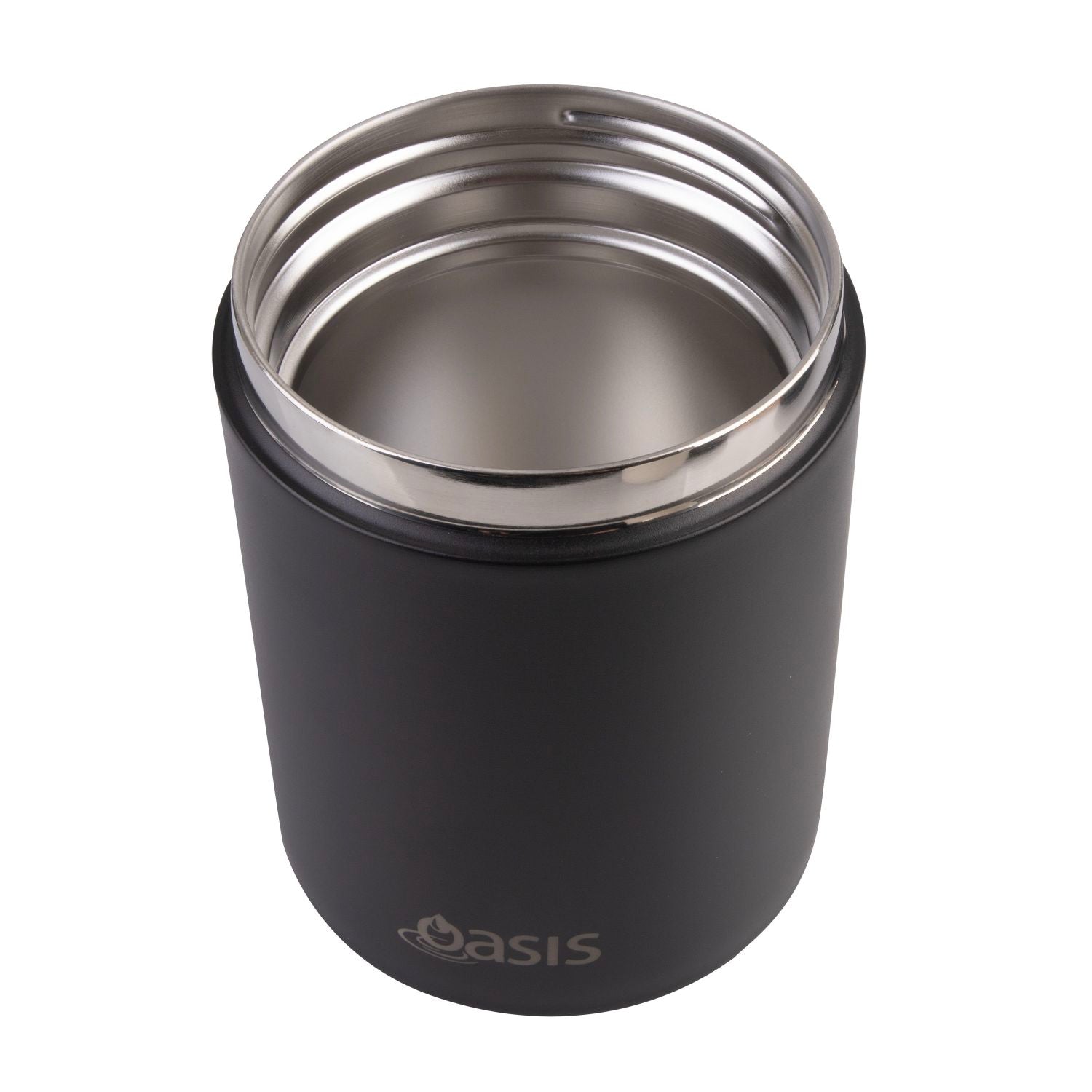 Oasis S/S Insulated Dual Compartment Food Jar W Handle And Spoon 480Ml - Black