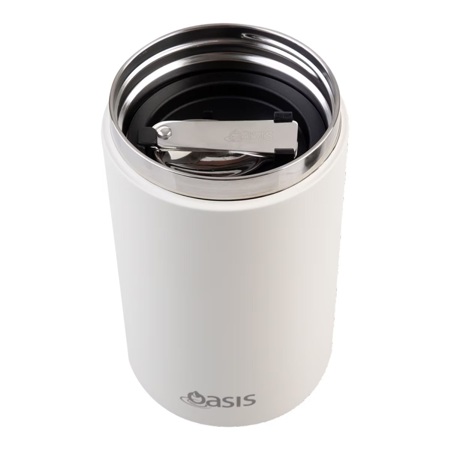 Oasis S/S Insulated Dual Compartment Food Jar W Handle And Spoon 700ML - Alabaster