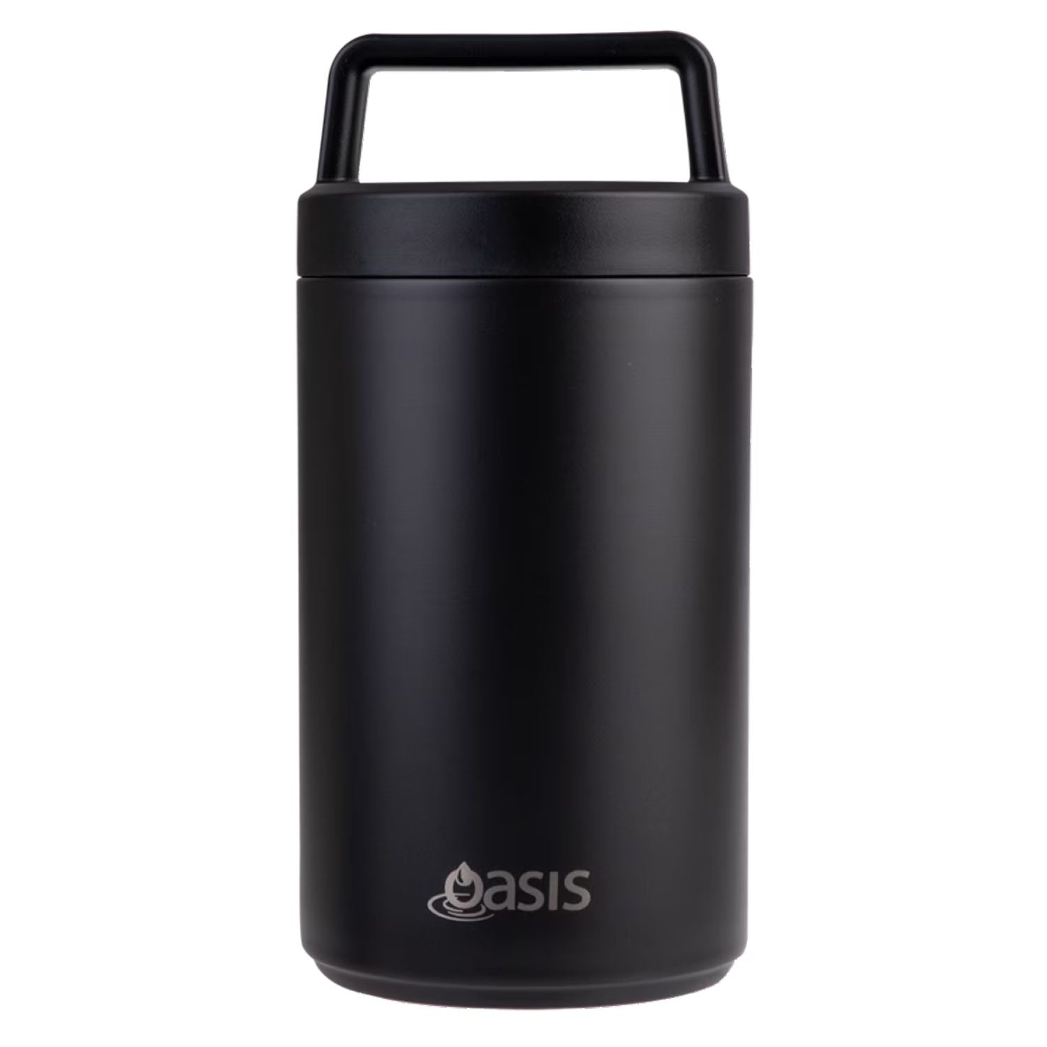 Oasis S/S Insulated Dual Compartment Food Jar W Handle And Spoon 700ML - Black