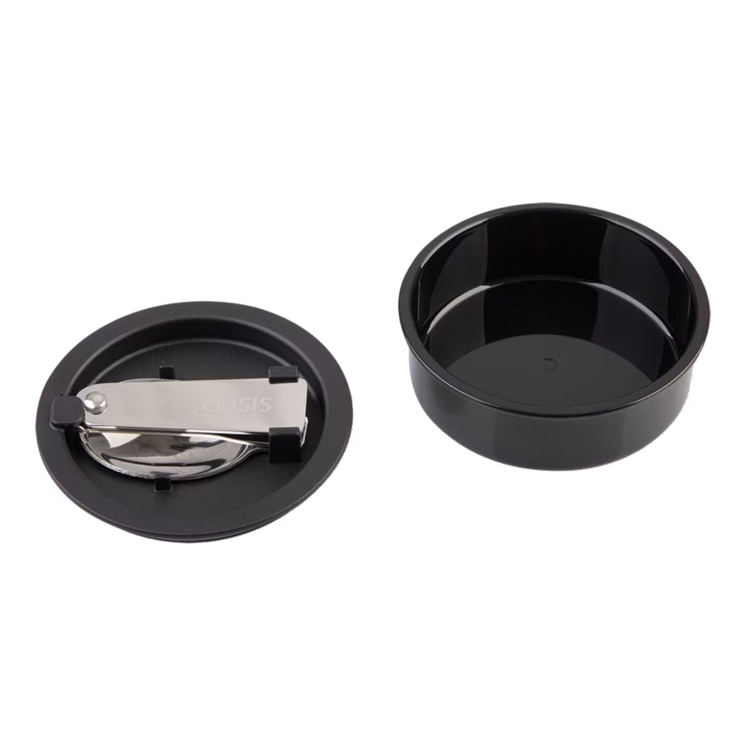 Oasis S/S Insulated Dual Compartment Food Jar W Handle And Spoon 700ML - Black