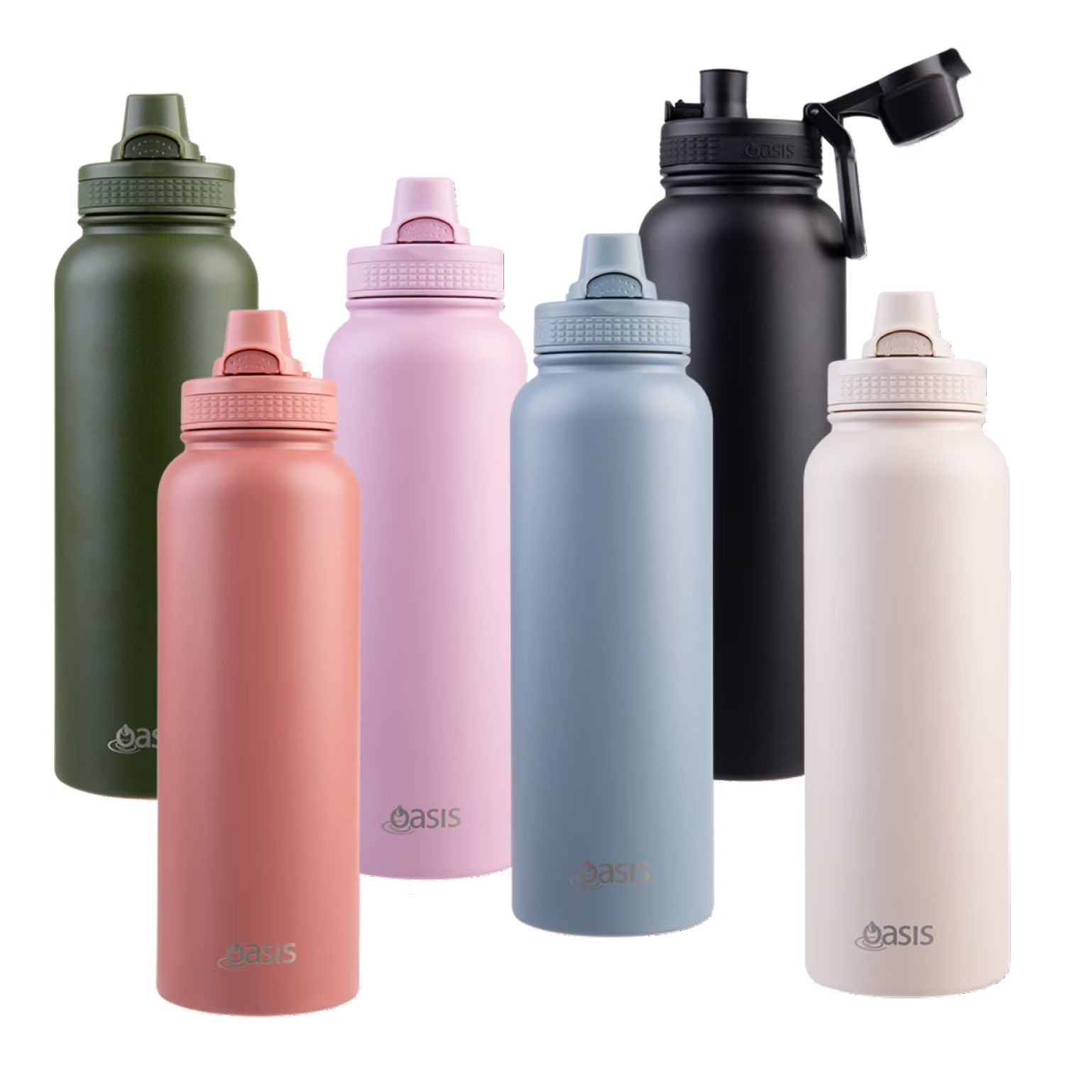 Oasis S/S Insulated Thermal Sports Bottle Quick Release 1.1L - Black