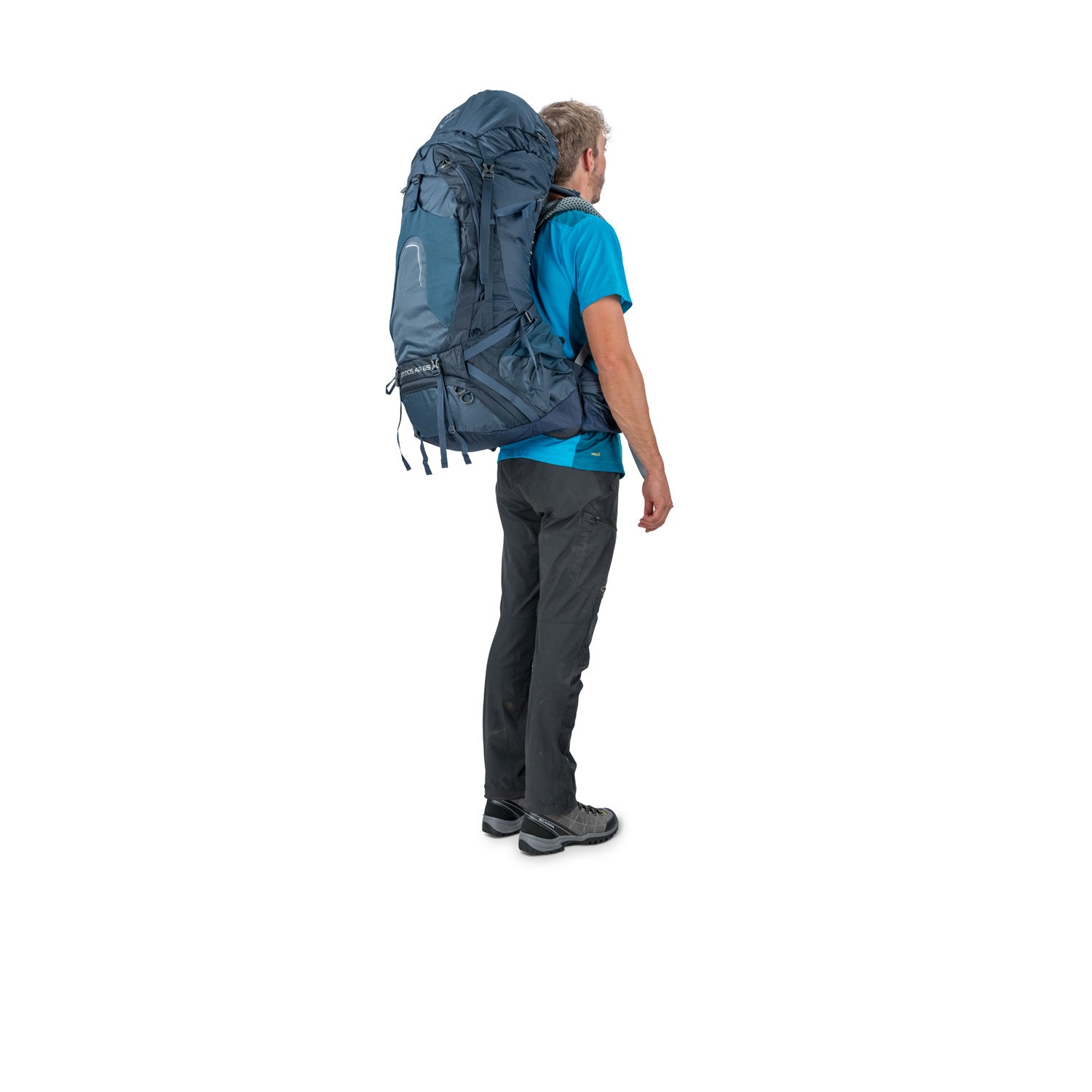 Osprey Atmos AG 65 Backpack with Raincover - Medium - Men's Backpacking (Abyss Grey)