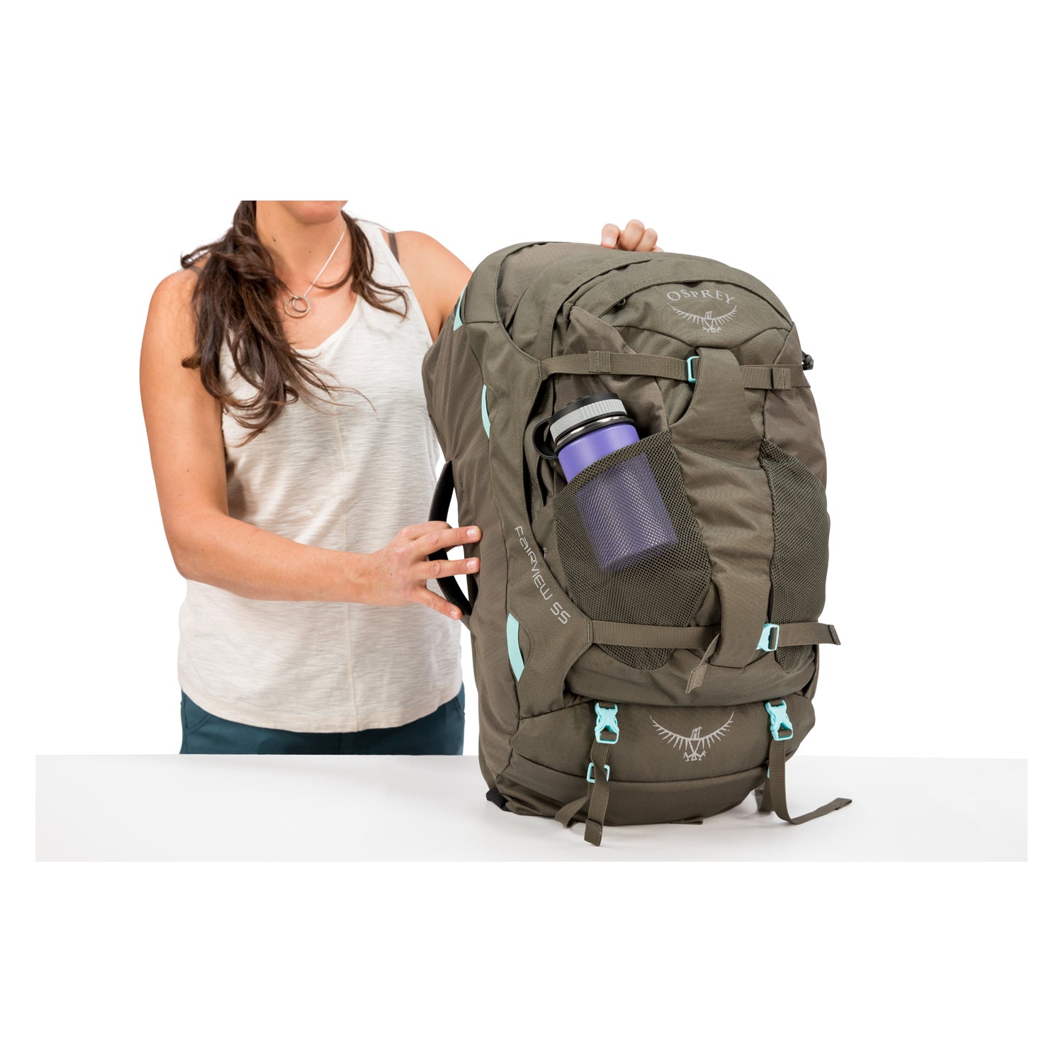 Osprey Fairview Travel Pack 55 Backpack - Small/Medium - Women's Travel - Trekking (Rainforest Green)