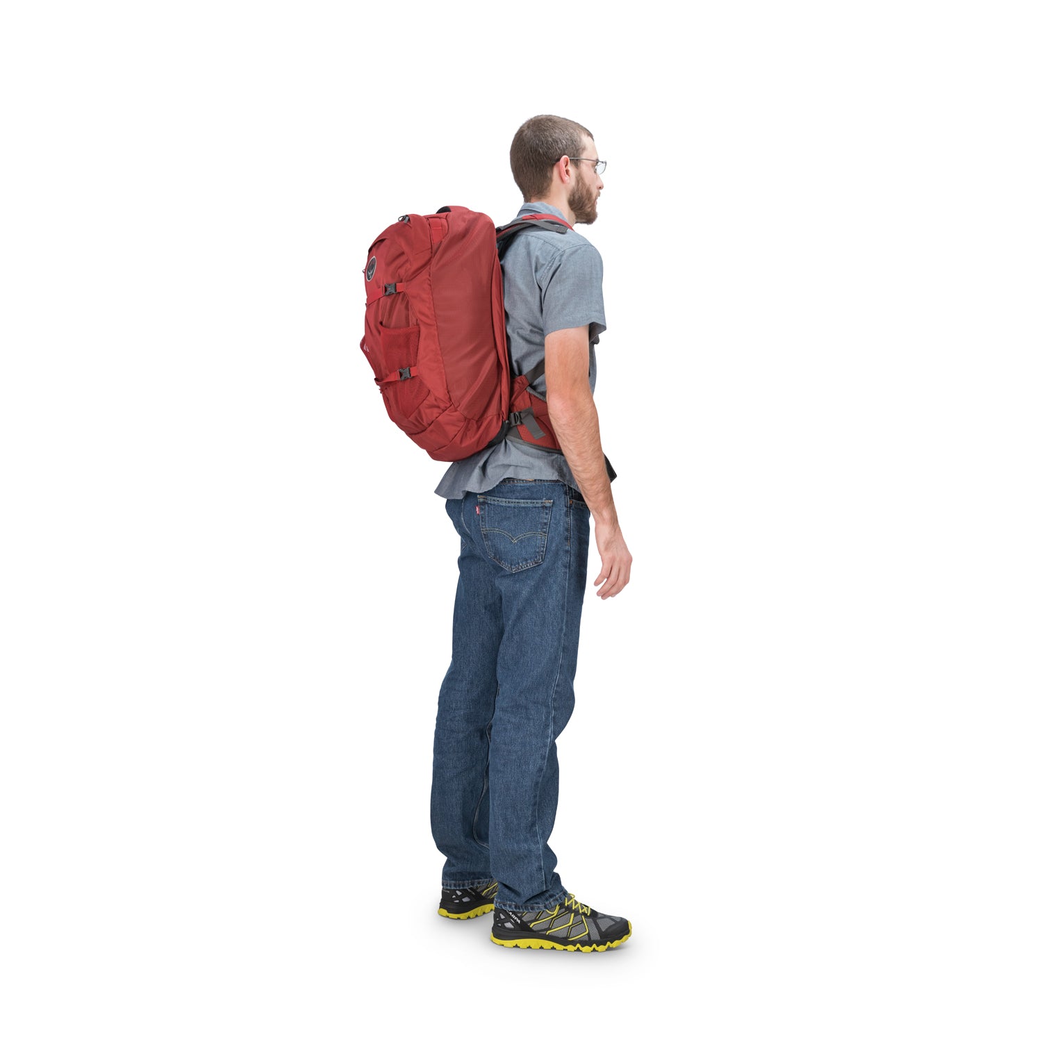 Osprey Farpoint Travel Pack Carry-On 40 Backpack - Medium/Large - Men's Travel - Trekking (Jasper Red)