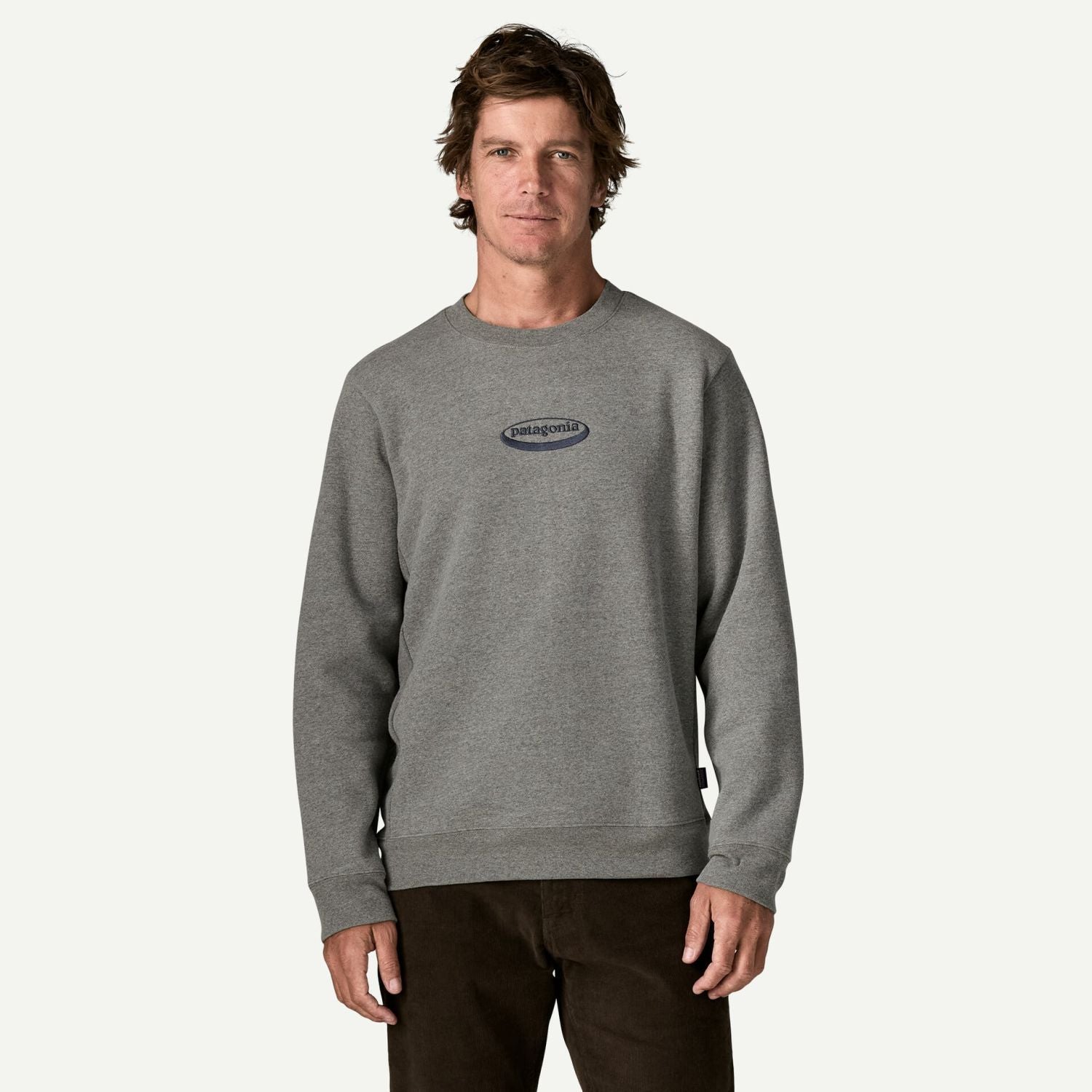 Patagonia Men's '95 Oval Logo Uprisal Crew Sweatshirt (Gravel Heather) - S